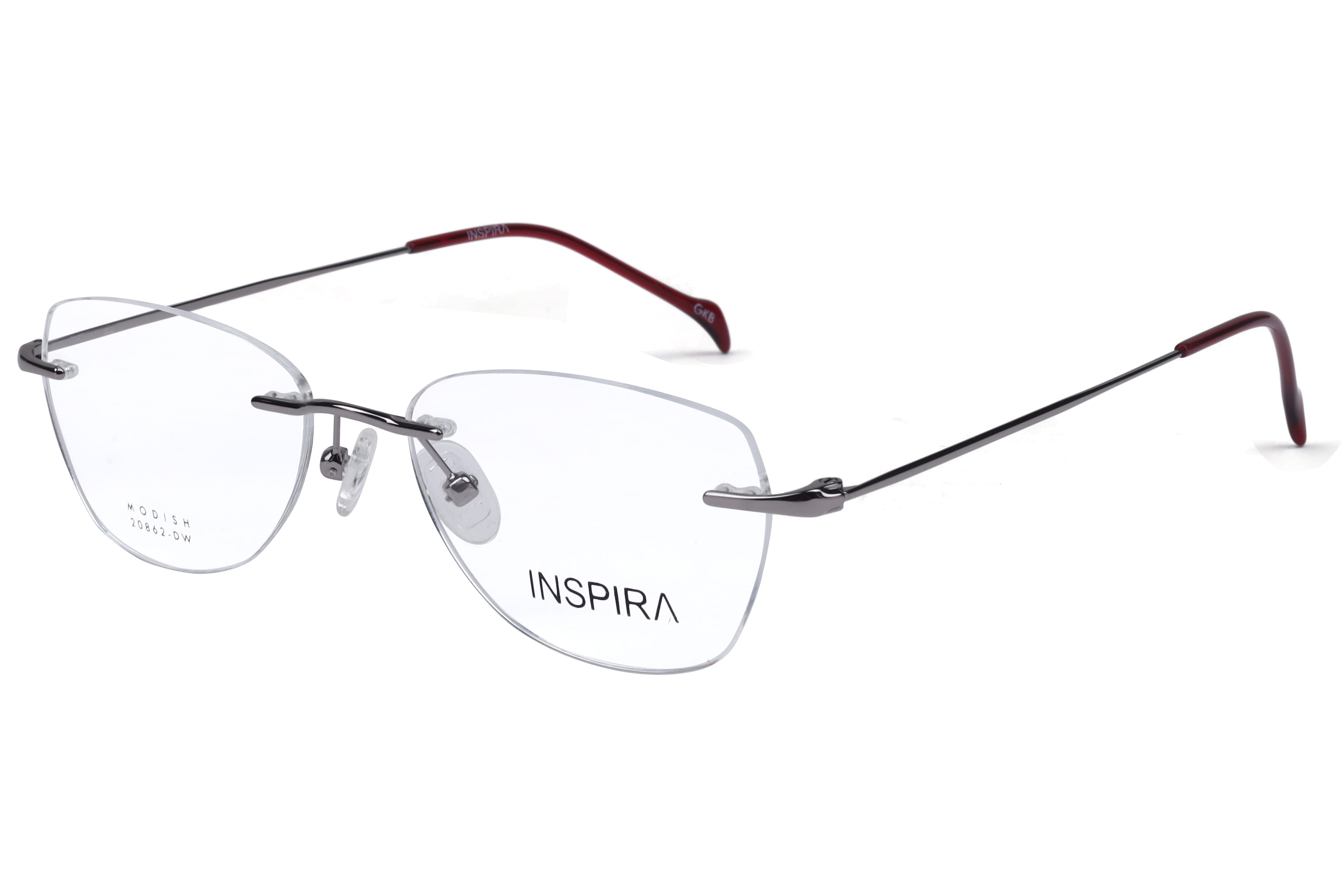 Inspira 20862-DW Frame Gun Metal Female RimLess Metal — Gun Metal frame