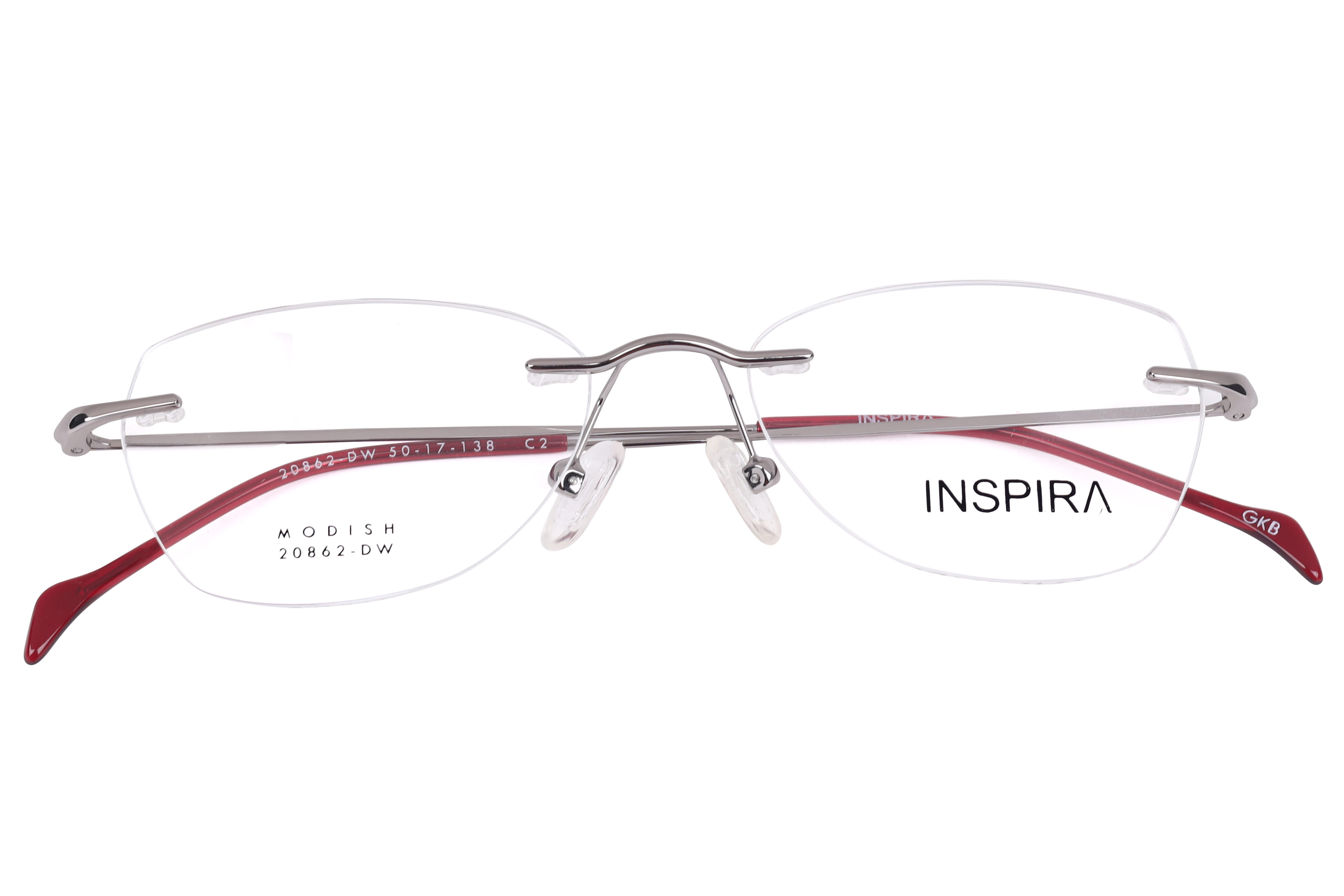 Inspira 20862-DW Frame Gun Metal Female RimLess Metal Frame — Gun Metal frame — view 4