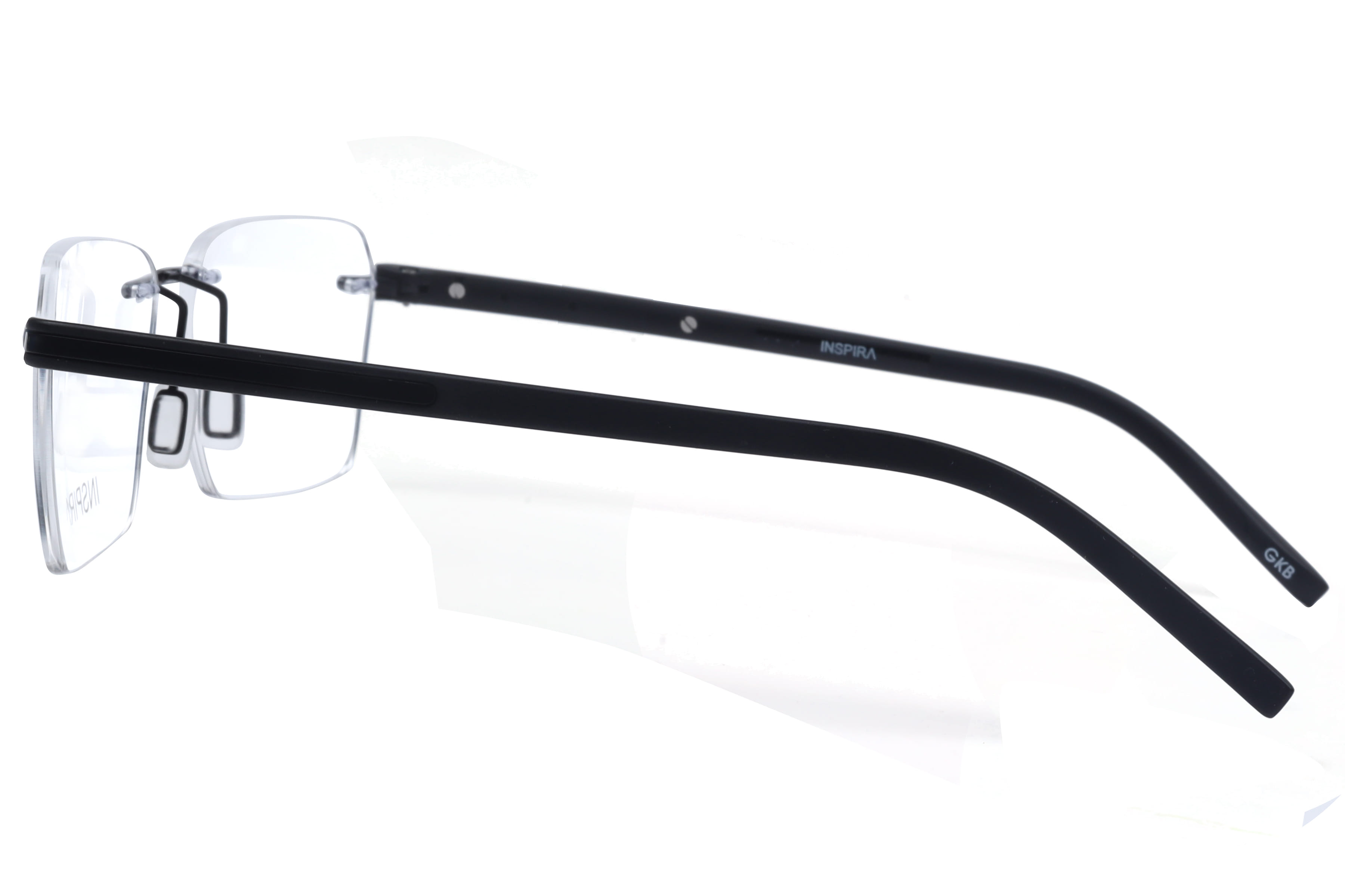 Inspira UE-204 Frame Matt Black Male RimLess Shell Frame — Matt Black frame — view 2