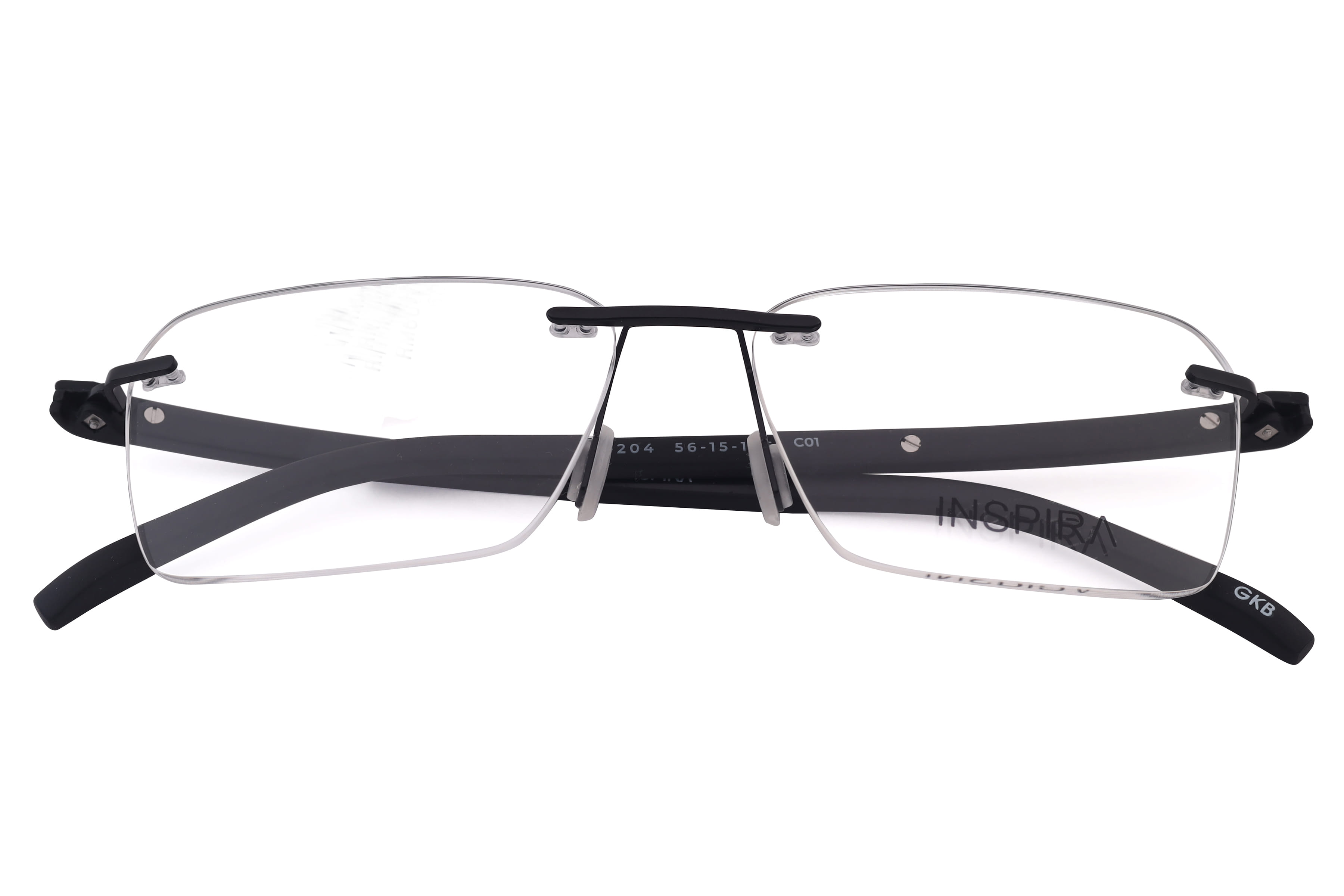 Inspira UE-204 Frame Matt Black Male RimLess Shell Frame — Matt Black frame — view 3