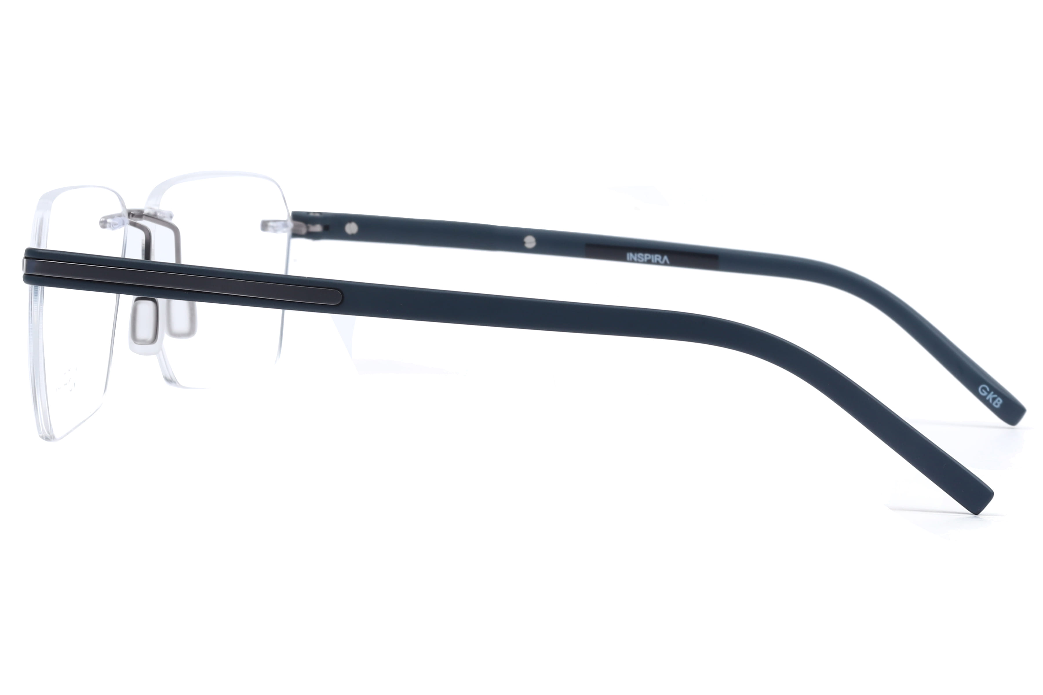Inspira UE-204 Frame Silver Male RimLess Shell Frame — Silver frame — view 3