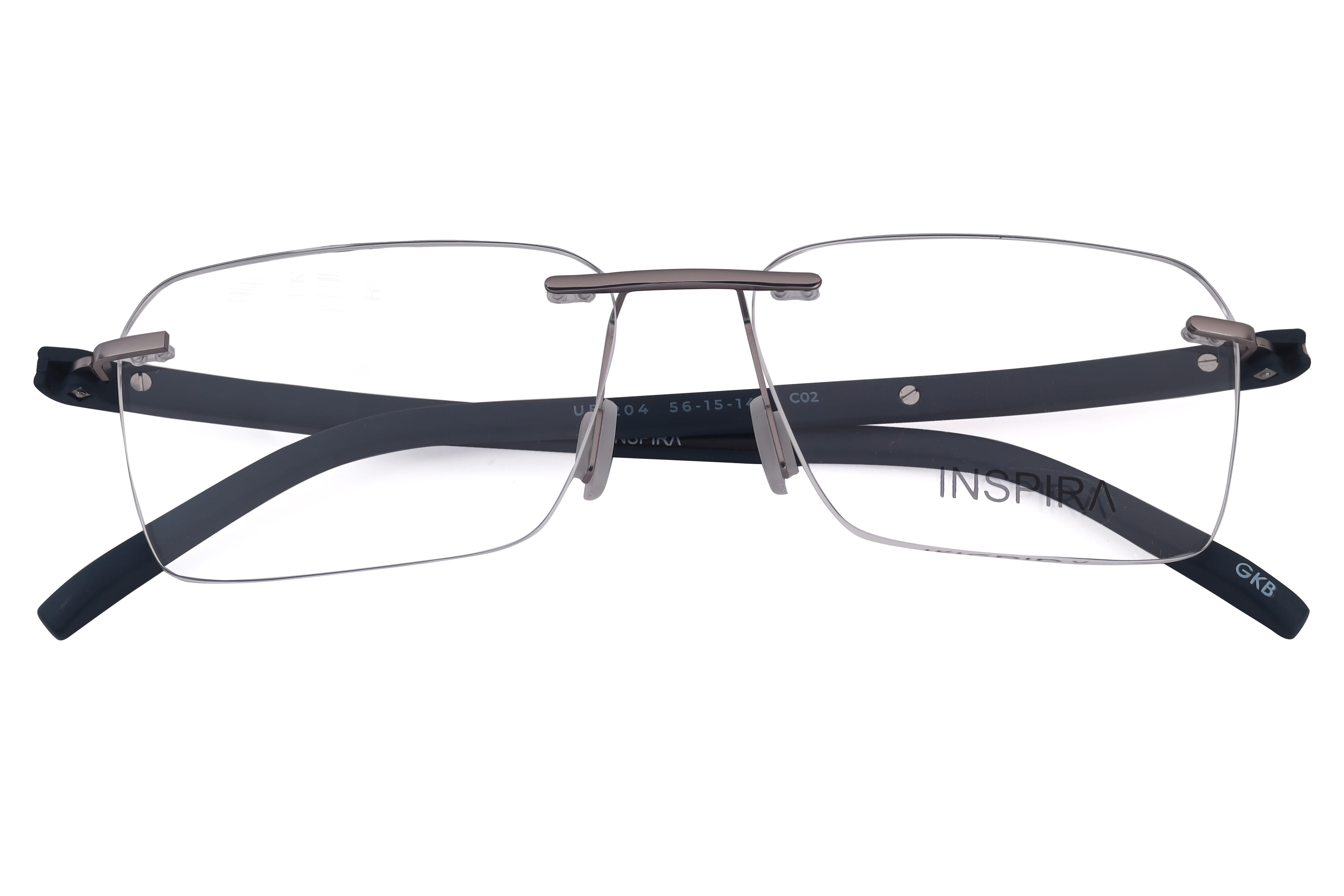 Inspira UE-204 Frame Silver Male RimLess Shell Frame — Silver frame — view 4