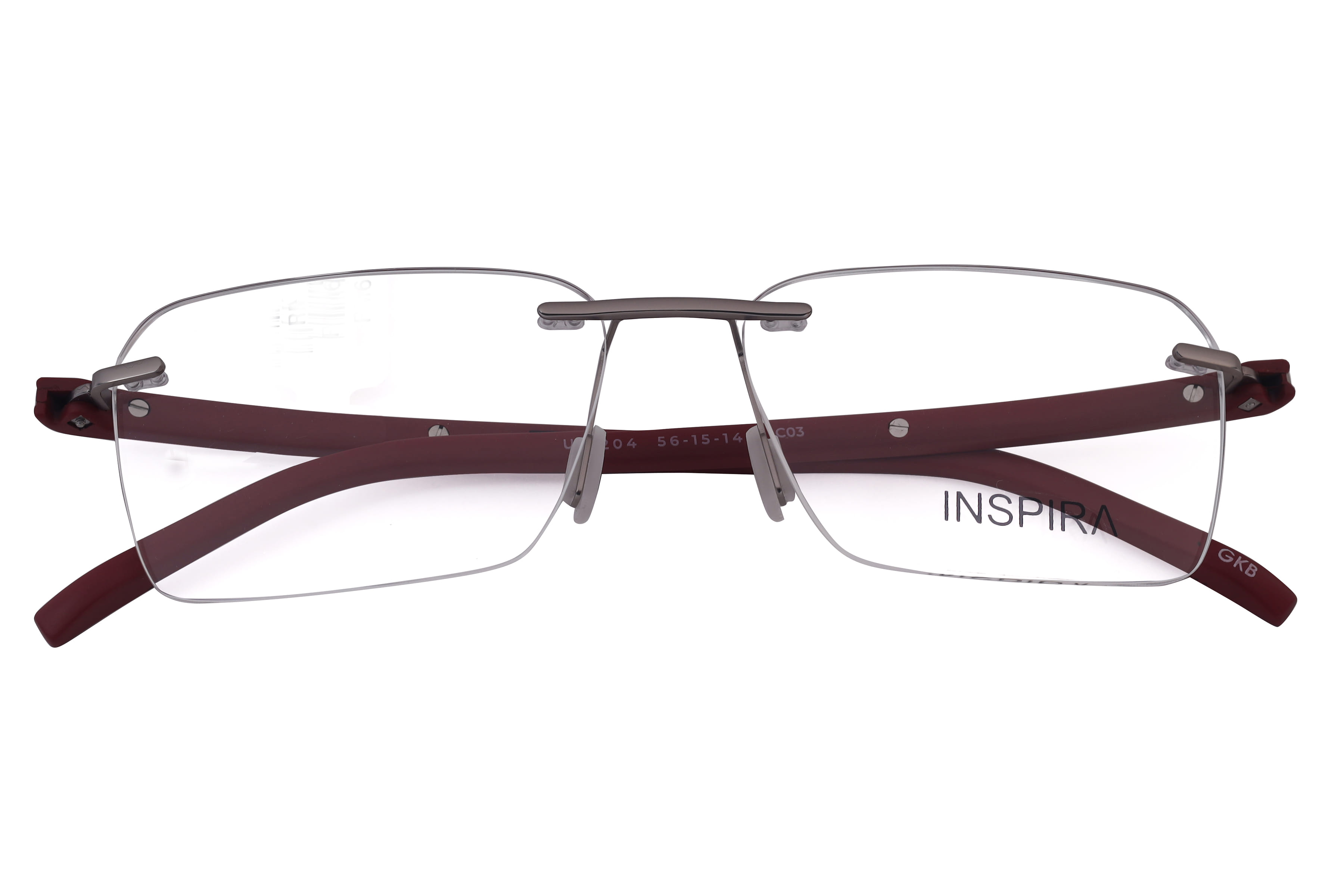 Inspira UE-204 Frame Silver Male RimLess Shell Frame — Silver frame — view 3