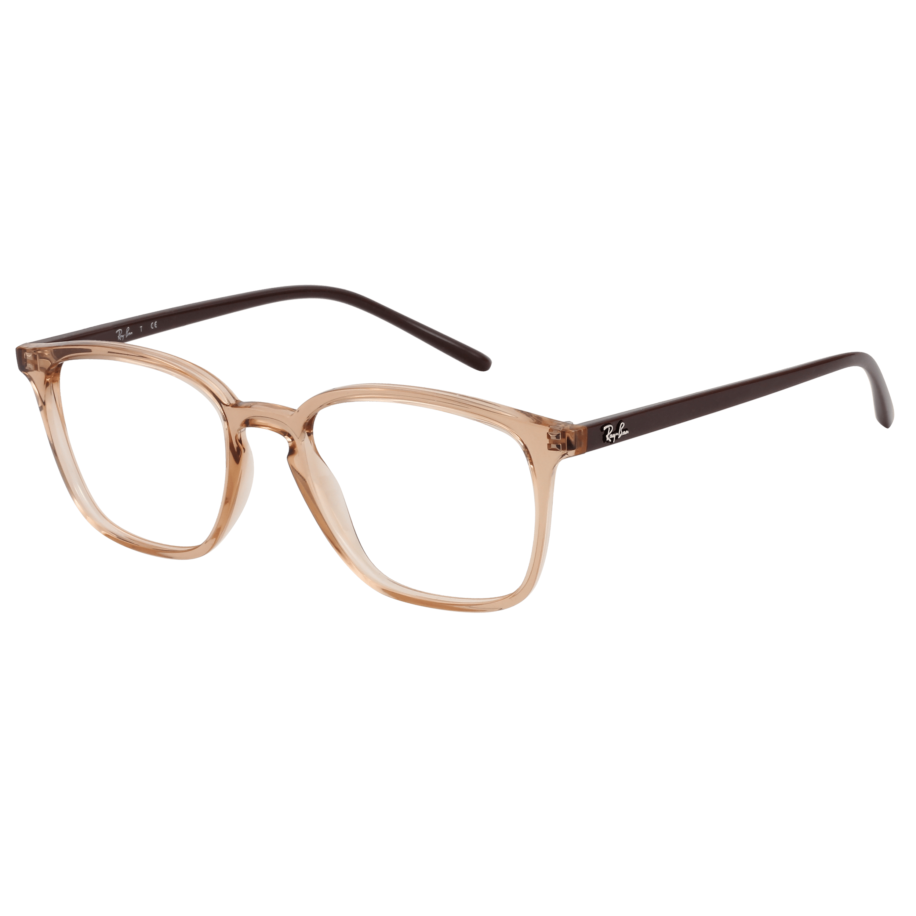 Rayban RX7185 Frame Transparent Brown Unisex Full Shell — Transparent Brown frame