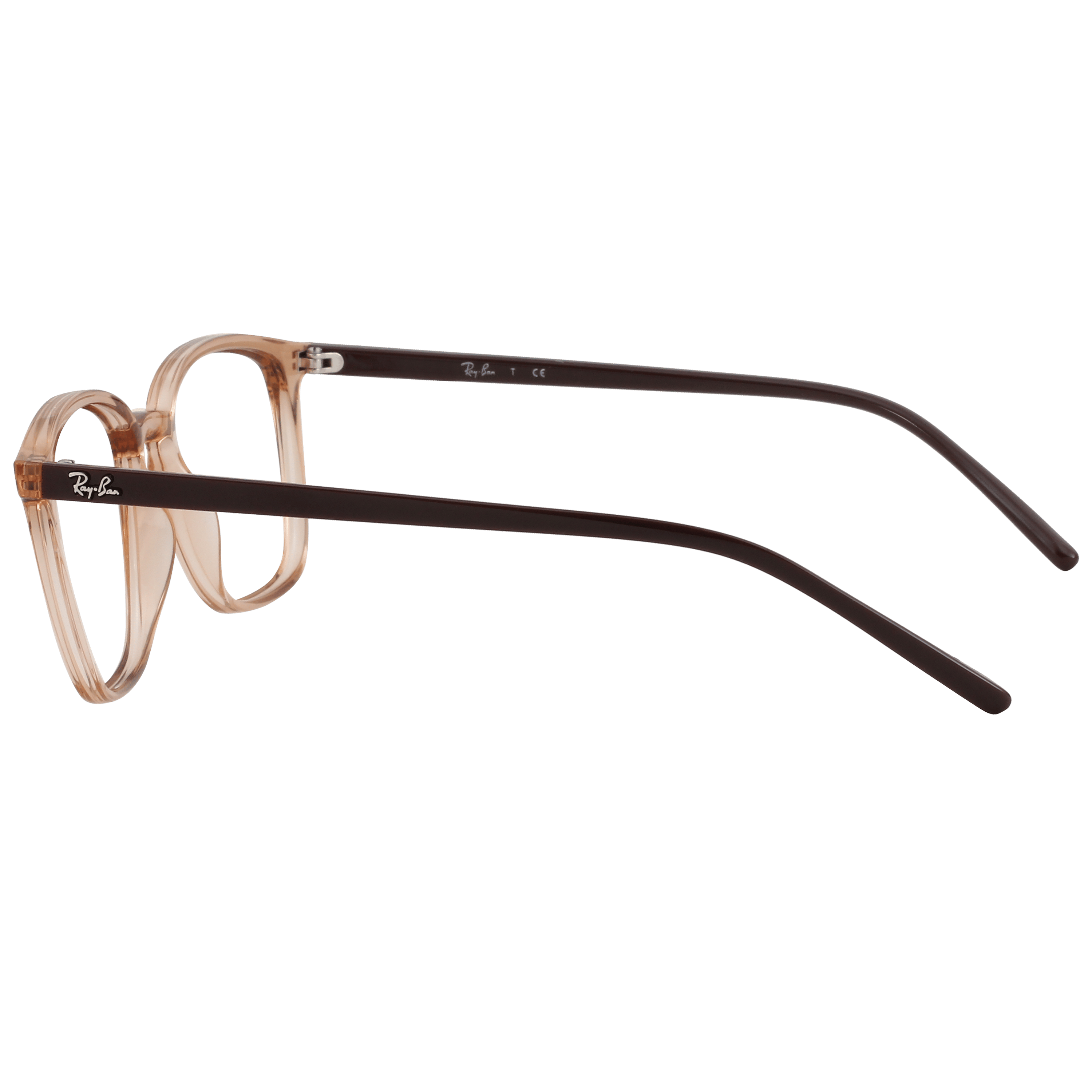 Rayban RX7185 Frame Transparent Brown Unisex Full Shell Frame — Transparent Brown frame — view 3