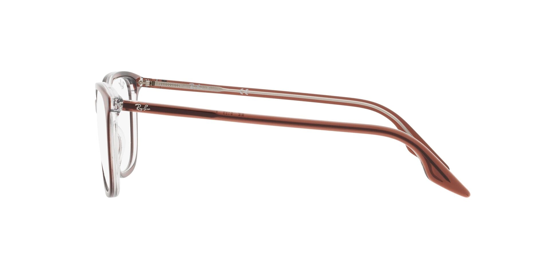 Rayban 0RX5406 Frame Transparent Brown Male Full Shell Frame — Transparent Brown frame — view 3