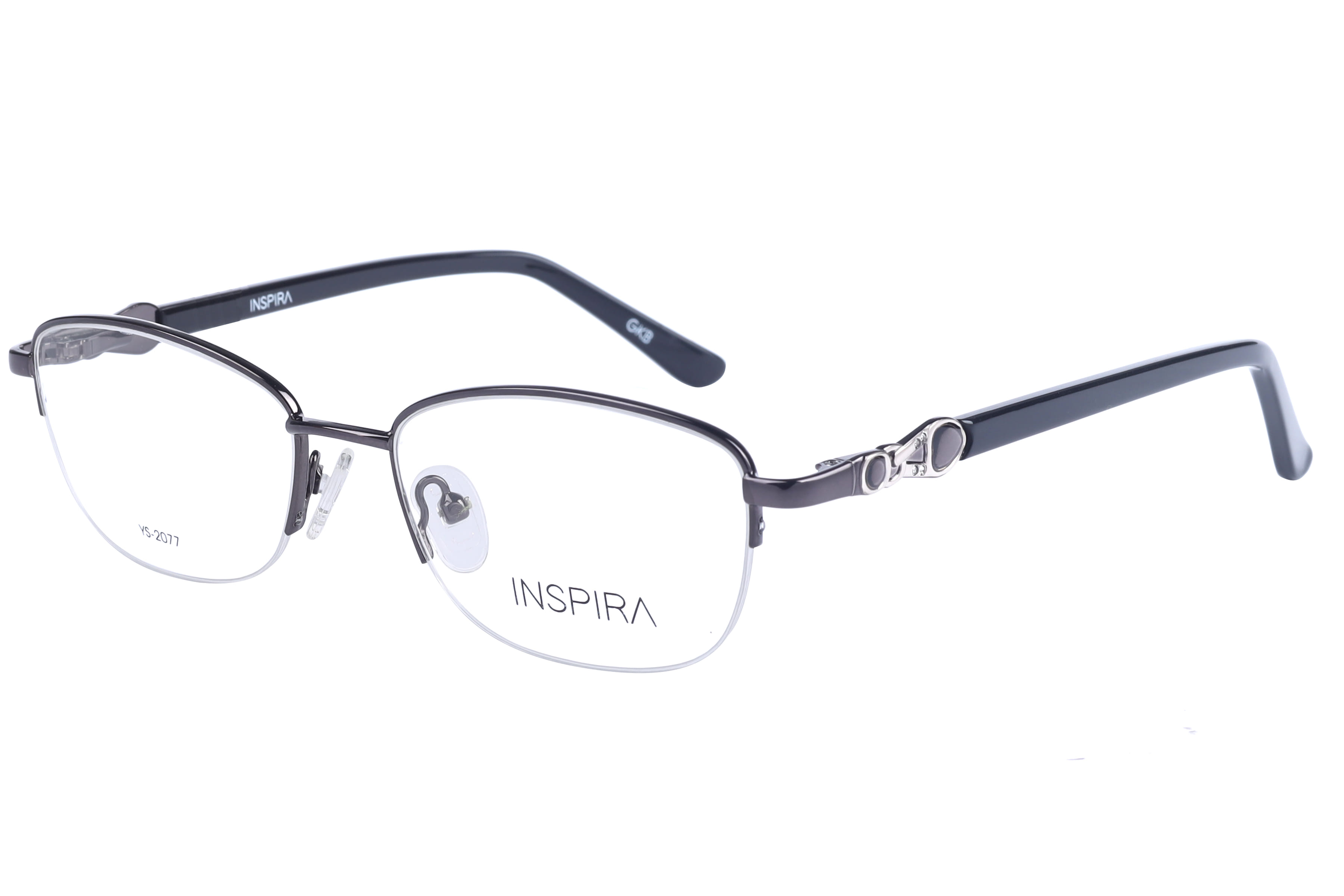 Inspira YS-2077 Frame Gun Metal Female Supra Metal Frame — Gun Metal frame — view 1