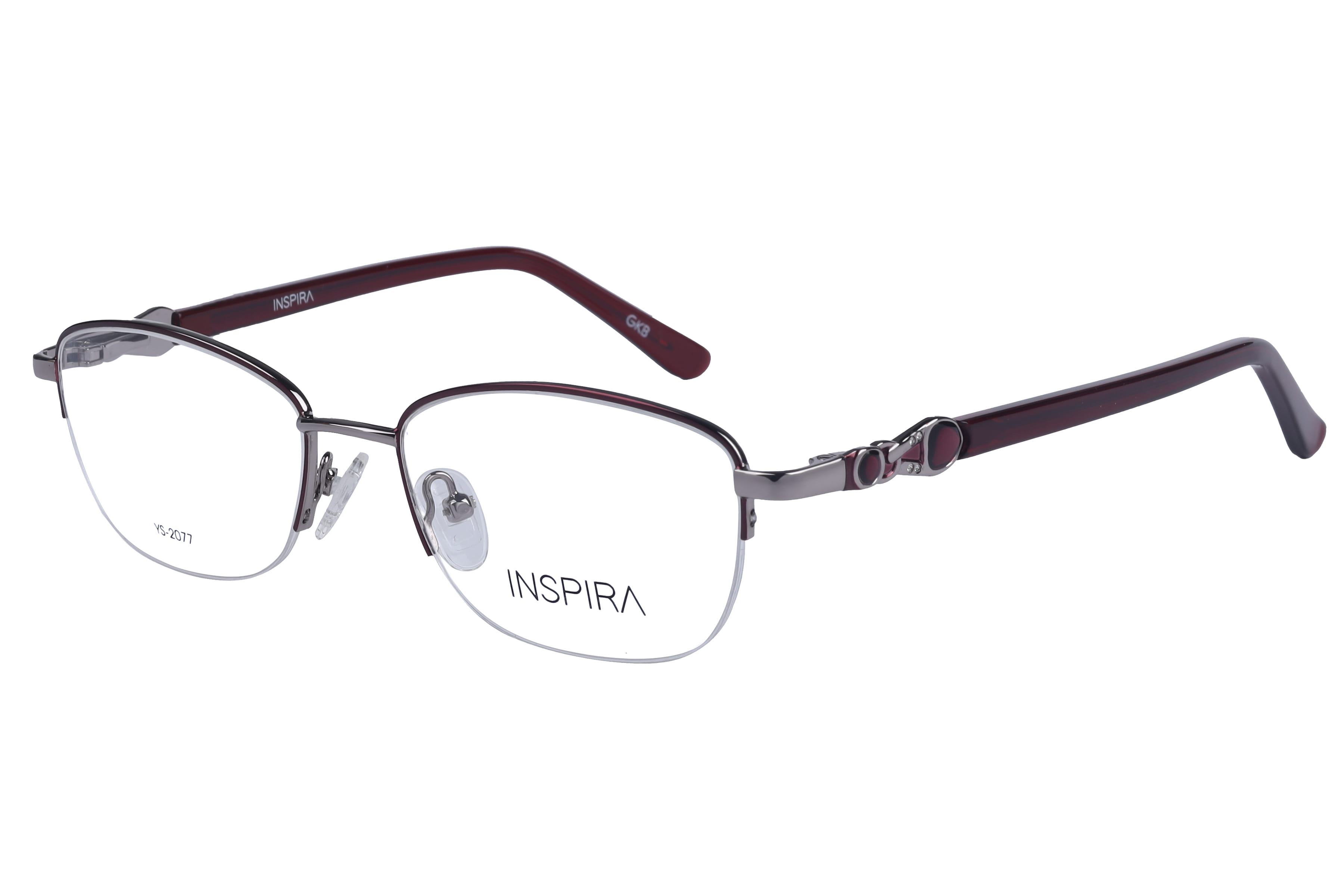 Inspira YS-2077 Frame Maroon Female Supra Metal Frame — view 1
