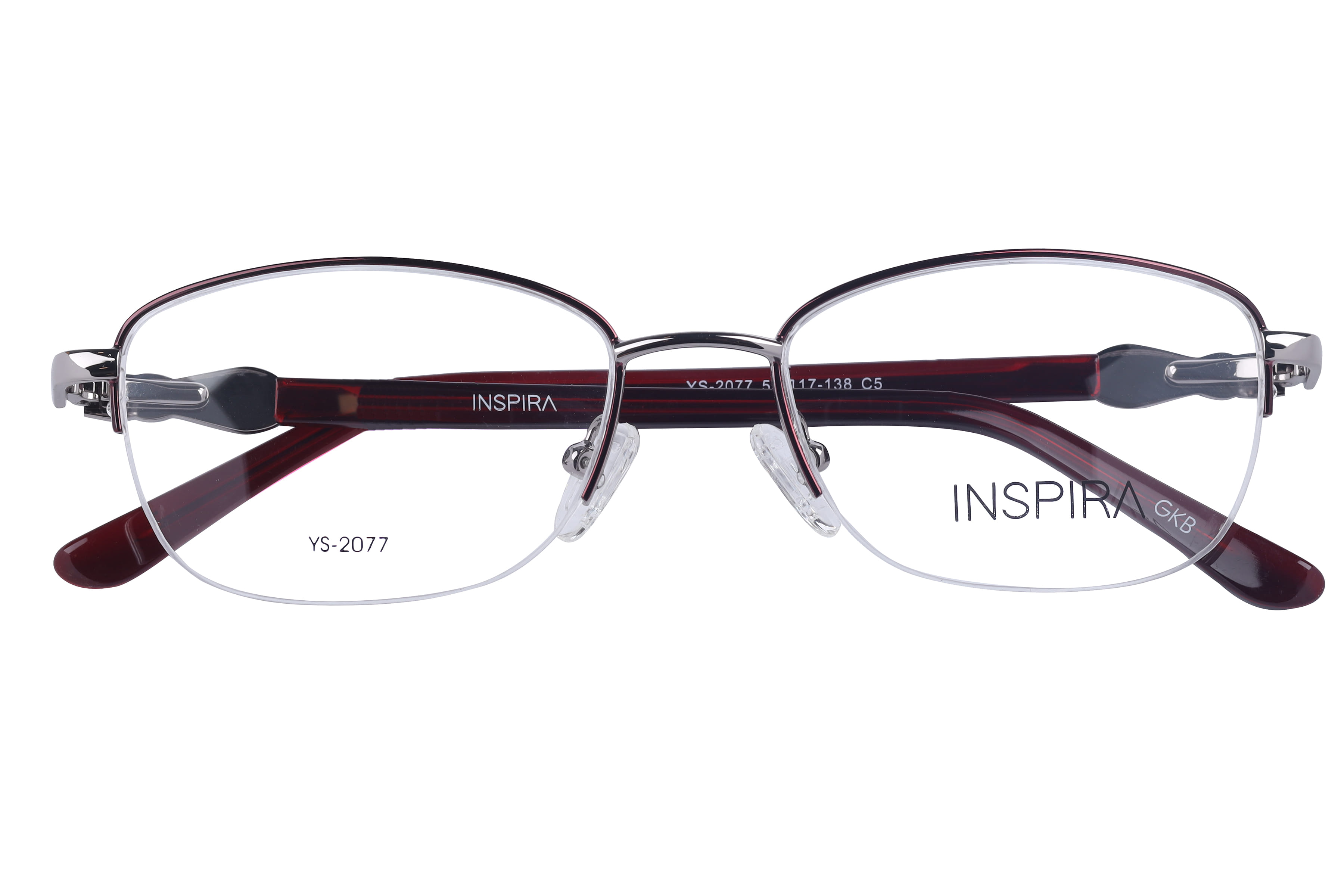 Inspira YS-2077 Frame Maroon Female Supra Metal Frame — view 4