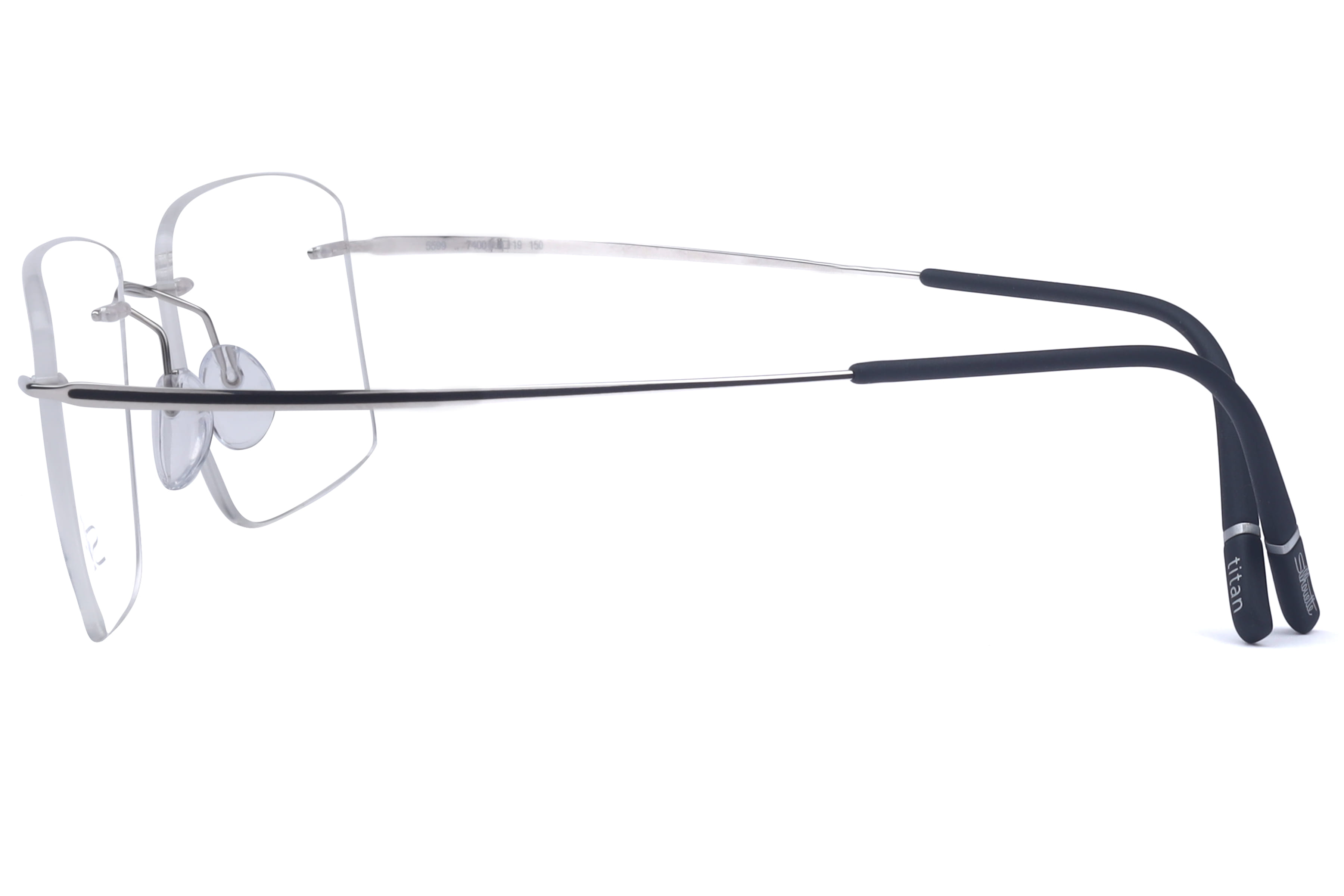 Silhouette 5599 AI Frame Silver Unisex RimLess Titanium Frame — Silver frame — view 3