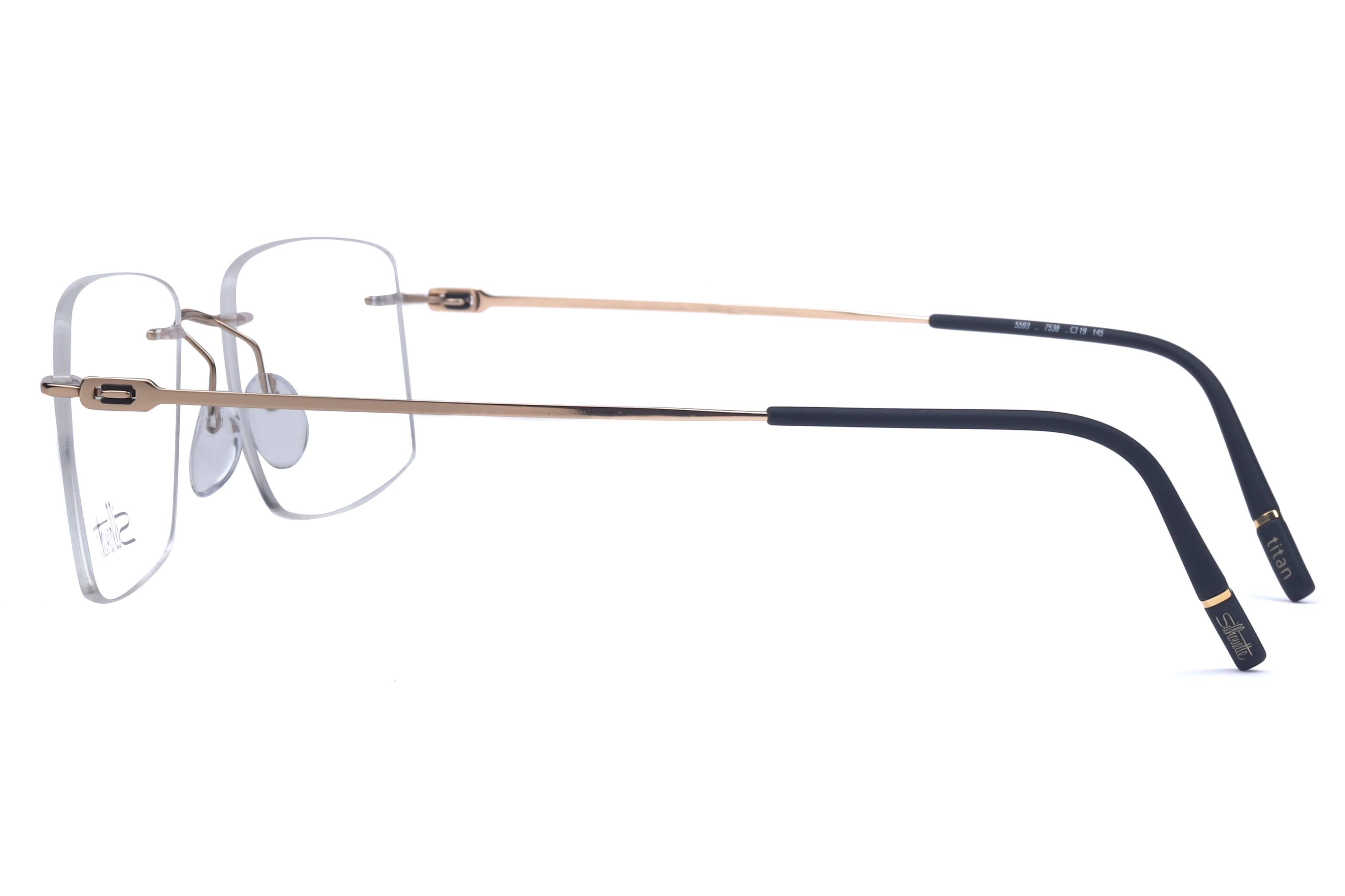 Silhouette 5593 Frame Gold Male RimLess Titanium Frame — Gold frame — view 3