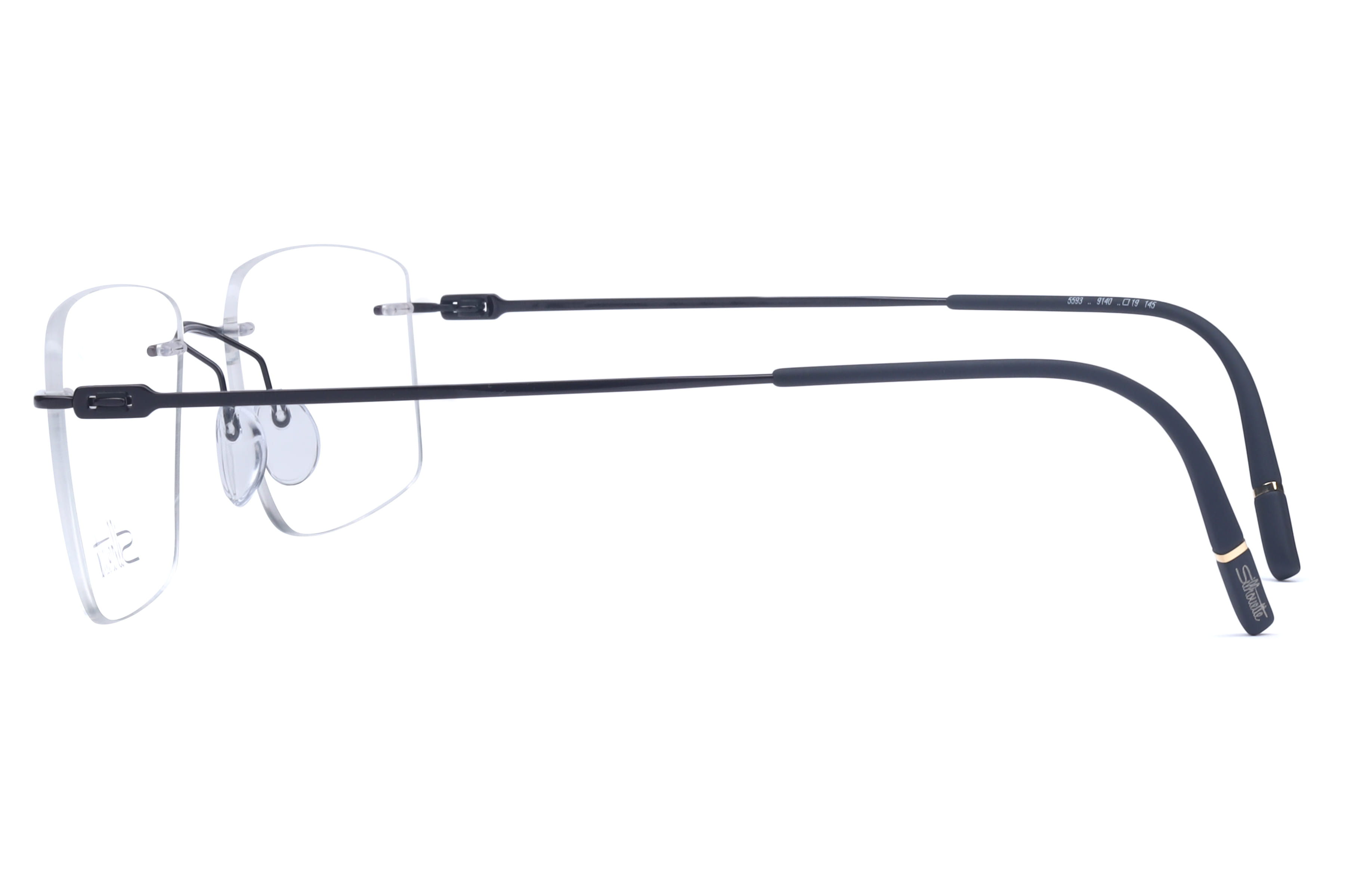 Silhouette 5593 Frame Black Male RimLess Titanium Frame — Black frame — view 3