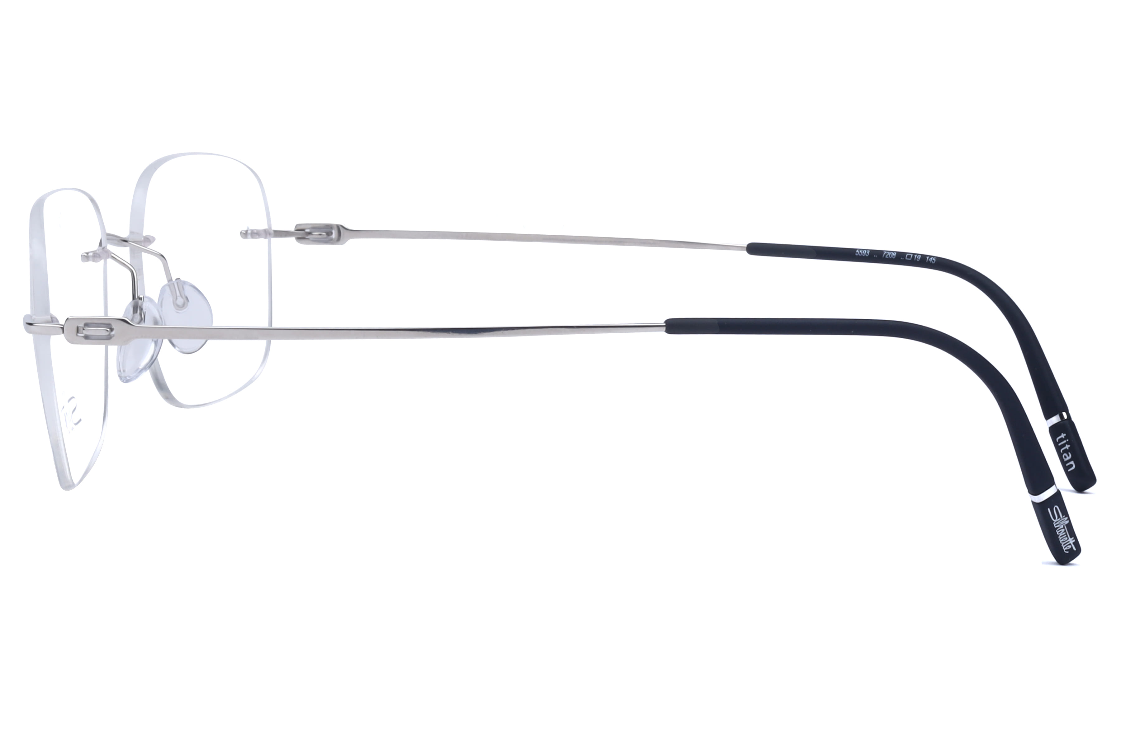 Silhouette 5593 Frame Silver Male RimLess Titanium Frame — Silver frame — view 3