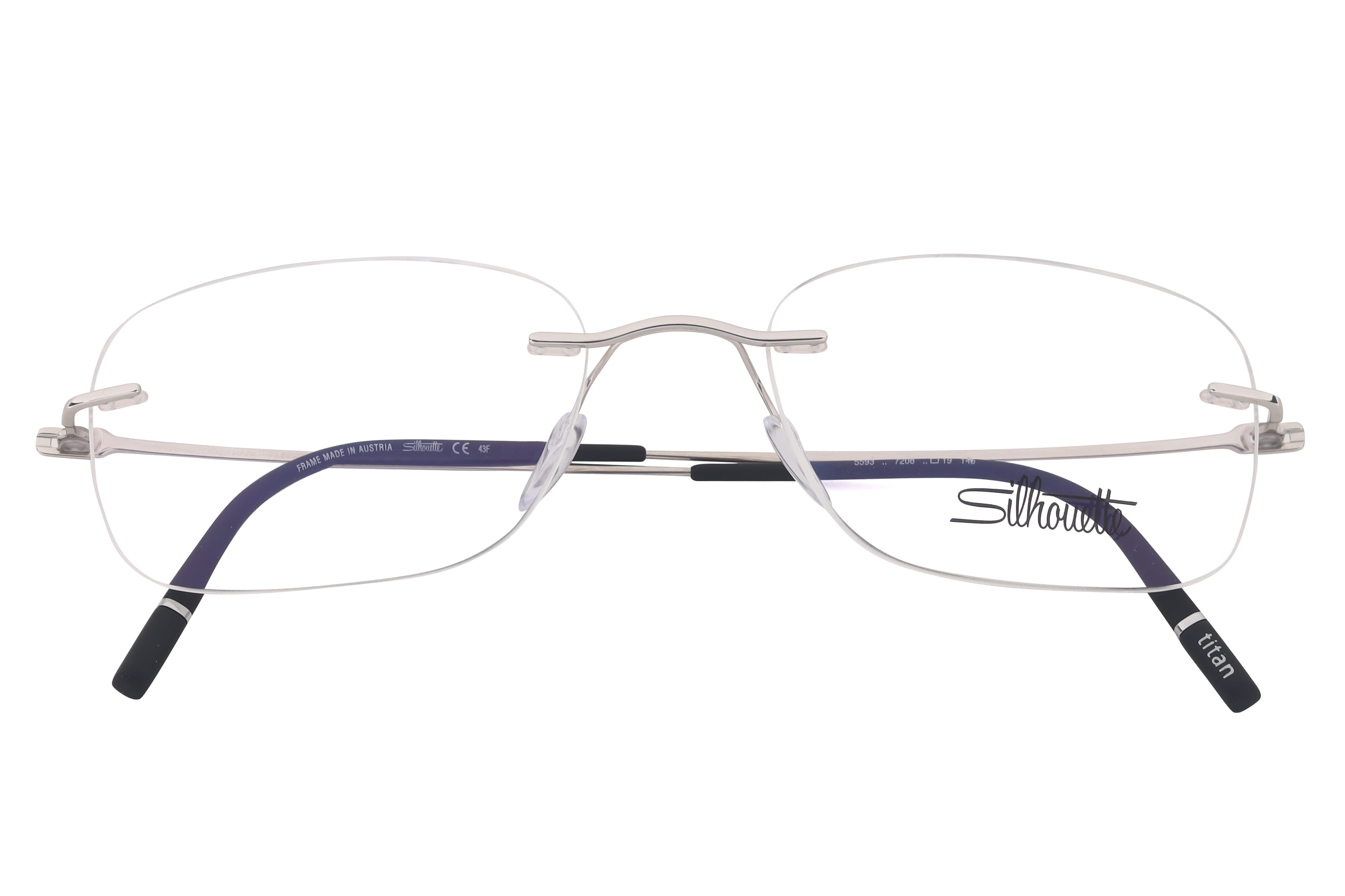 Silhouette 5593 Frame Silver Male RimLess Titanium Frame — Silver frame — view 4