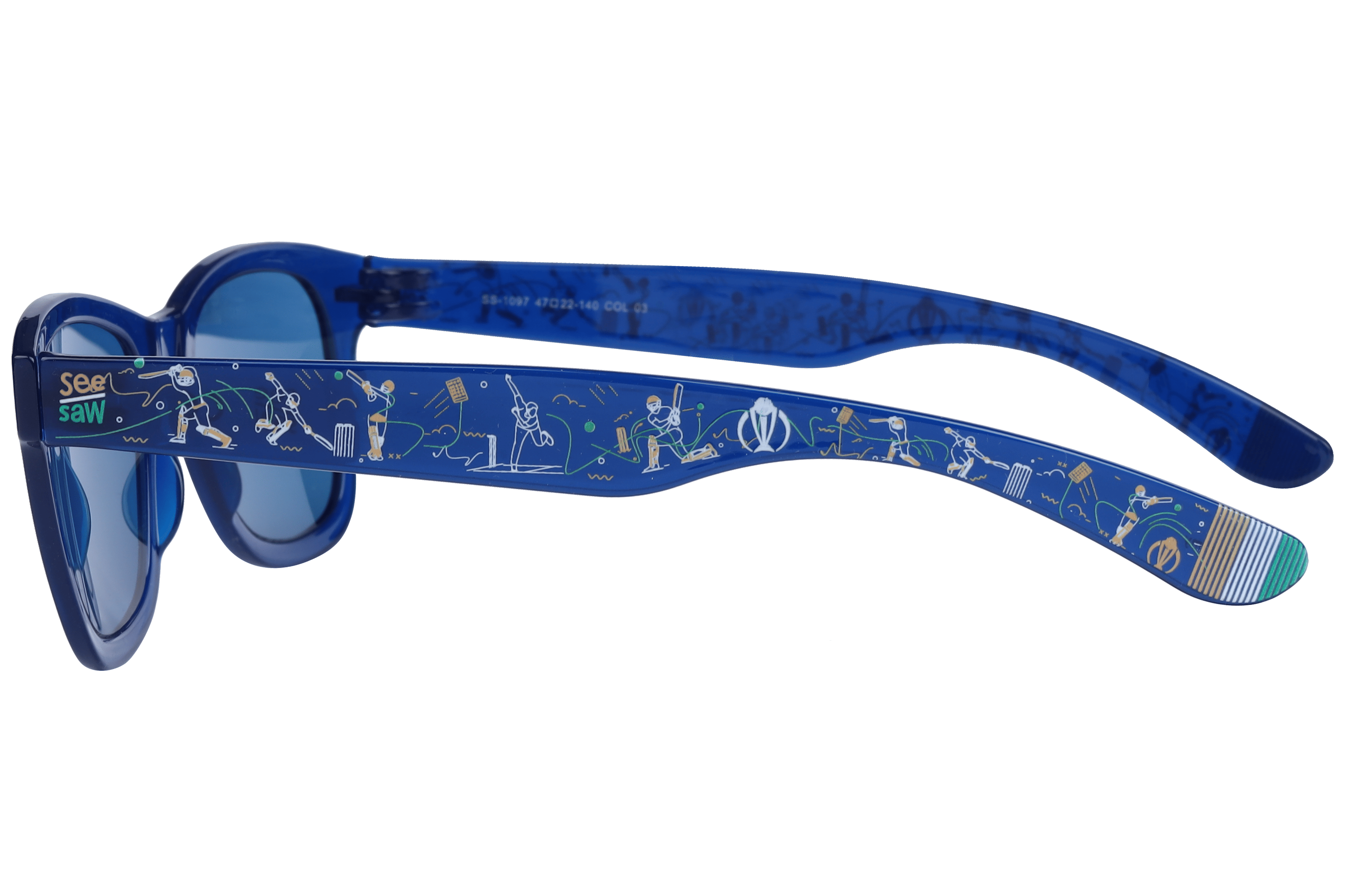 See Saw SS-1097 Sunglass Blue Kids Full Shell Sunglass — Blue frame — view 3