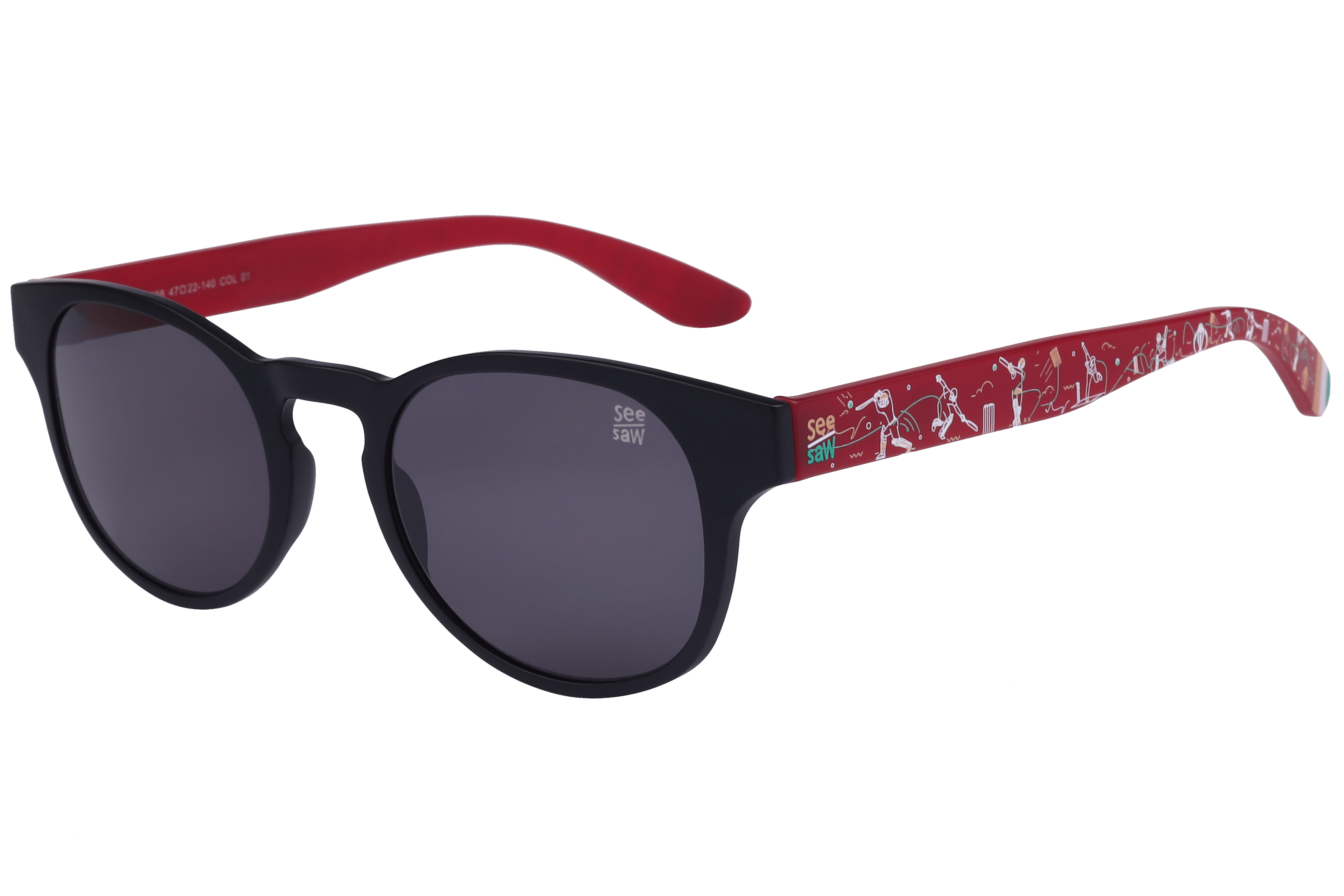 See Saw SS-1098 Sunglass Matt Black Kids Full Shell Sunglass — Matt Black frame — alternate view