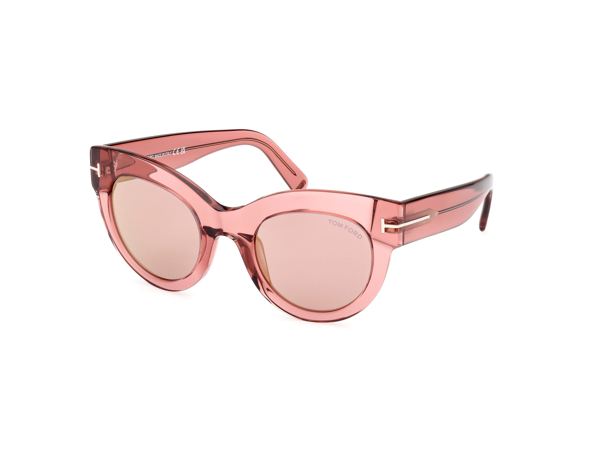 Tomford FT1063 Sunglass Transparent Maroon Female Full Shell — Transparent Maroon frame