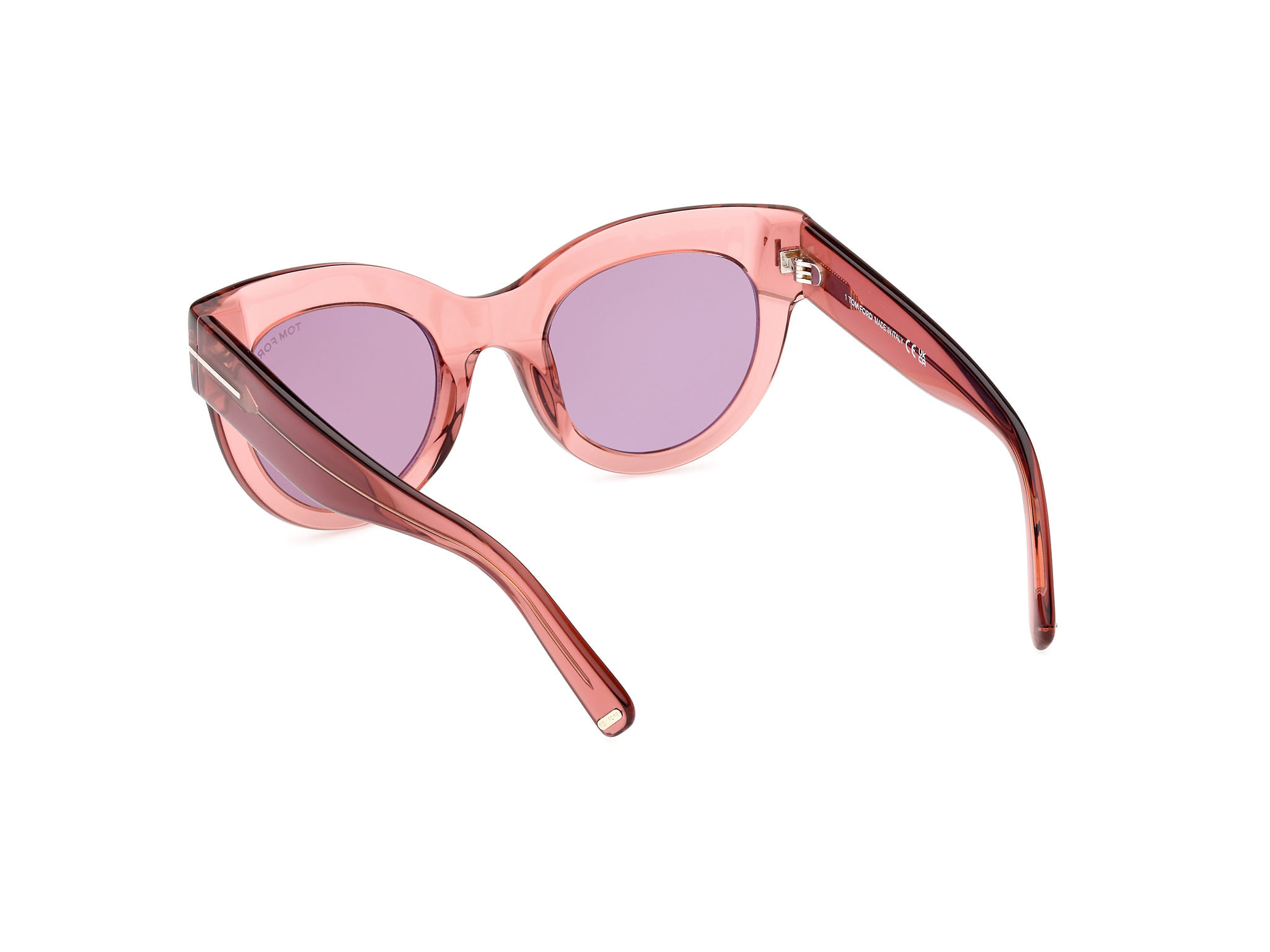 Tomford FT1063 Sunglass Transparent Maroon Female Full Shell Sunglass — Transparent Maroon frame — view 3