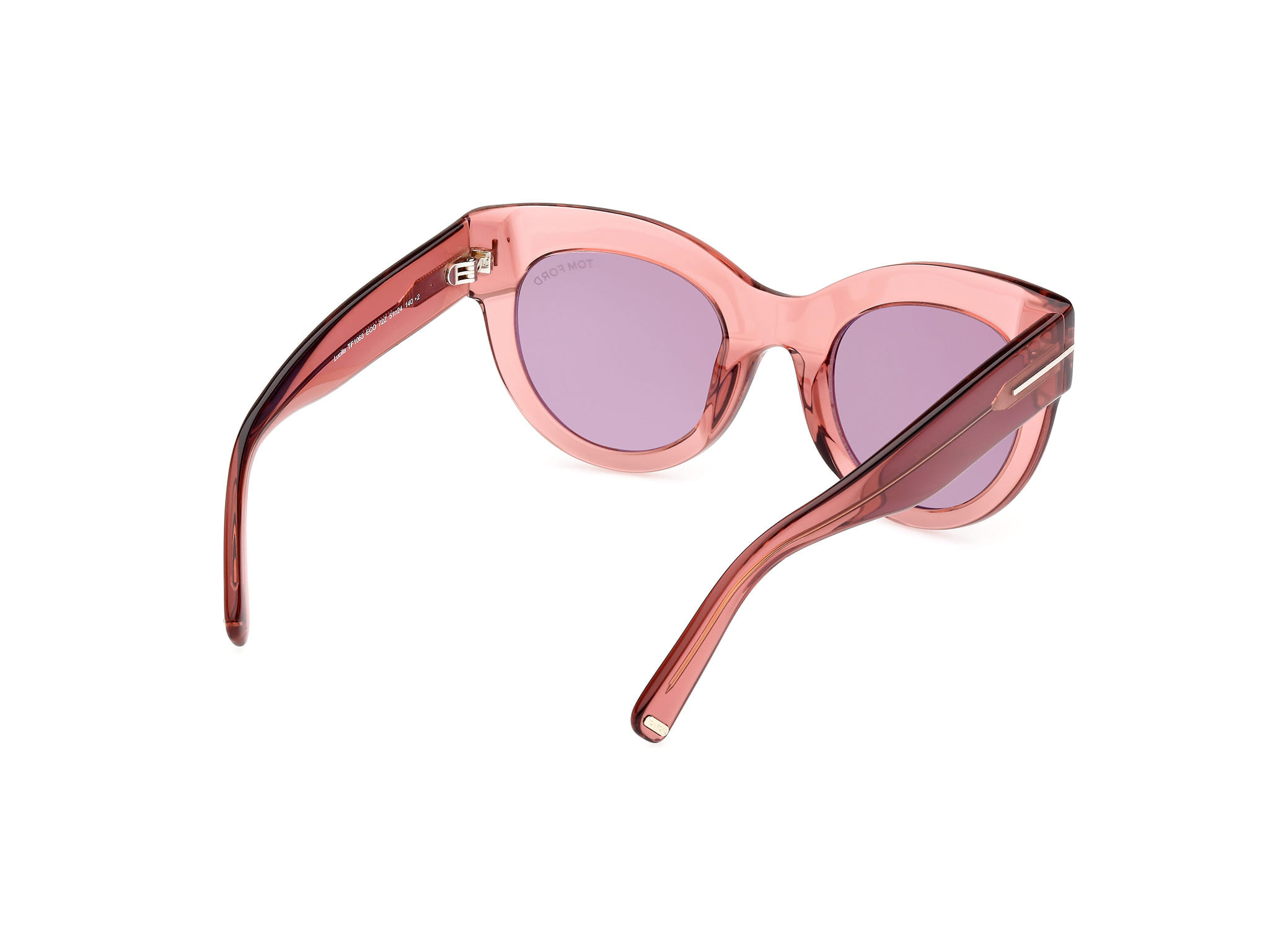 Tomford FT1063 Sunglass Transparent Maroon Female Full Shell Sunglass — Transparent Maroon frame — view 5
