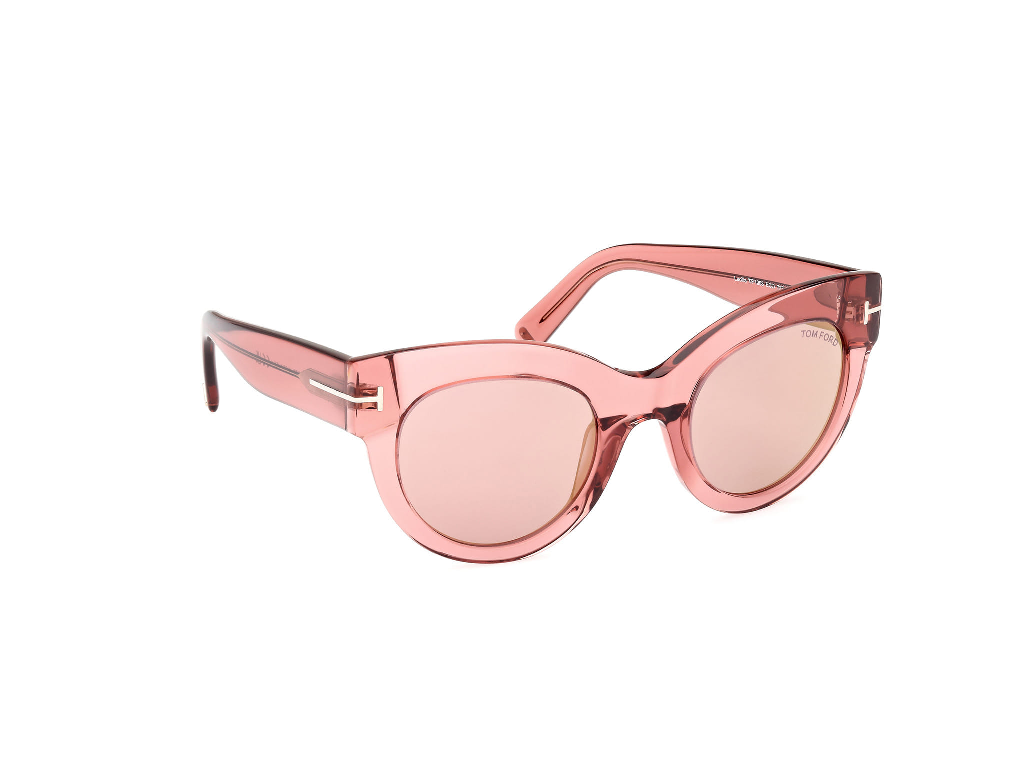 Tomford FT1063 Sunglass Transparent Maroon Female Full Shell Sunglass — Transparent Maroon frame — view 7