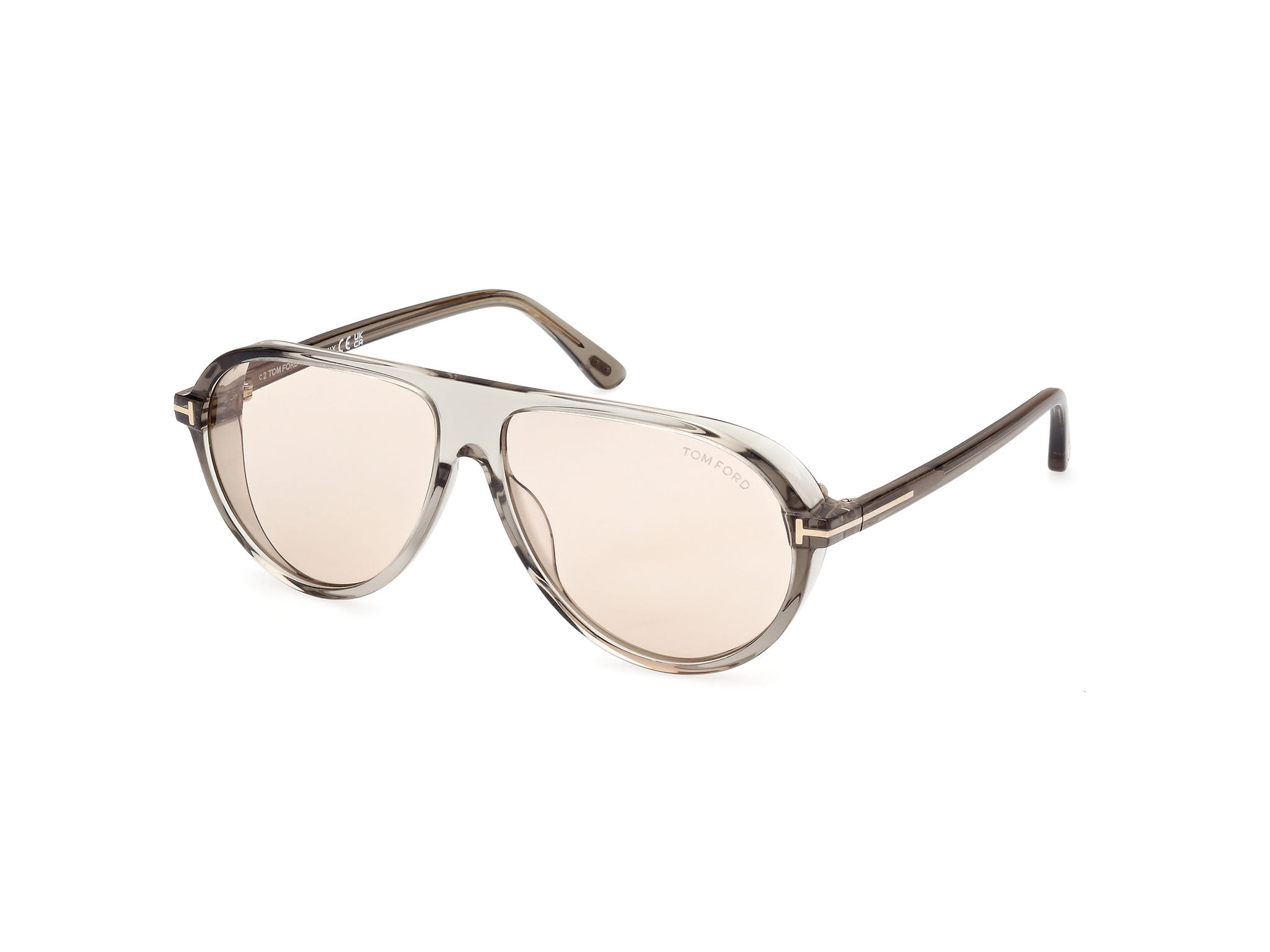 Tomford FT1023 Sunglass Transparent Grey Male Full Shell Sunglass — Transparent Grey frame — alternate view