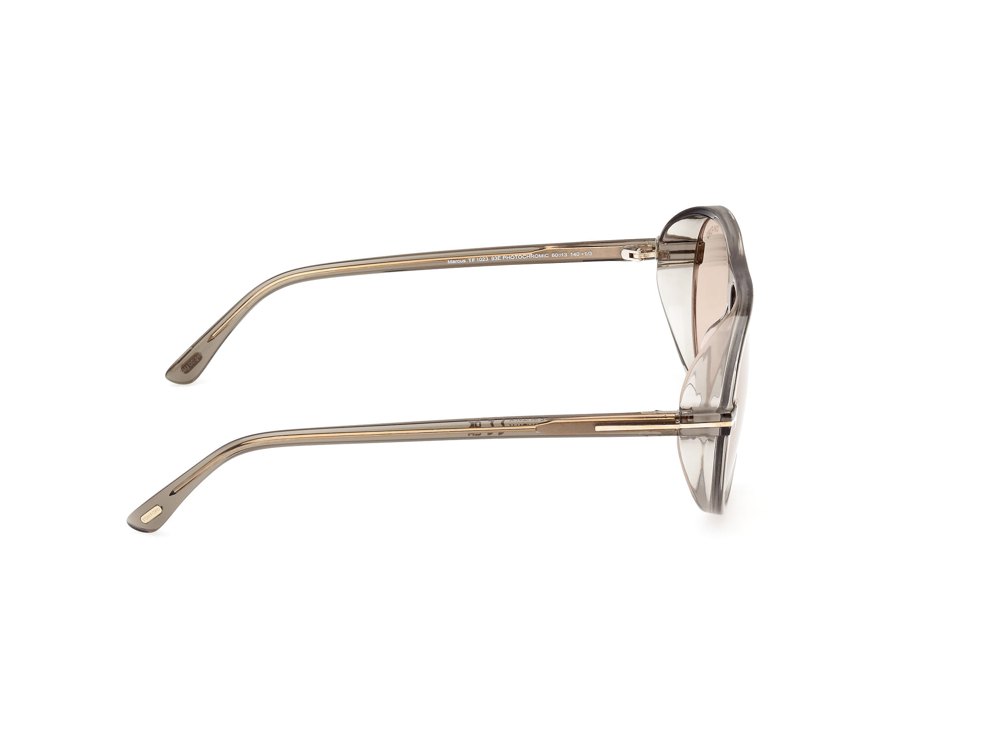 Tomford FT1023 Sunglass Transparent Grey Male Full Shell Sunglass — Transparent Grey frame