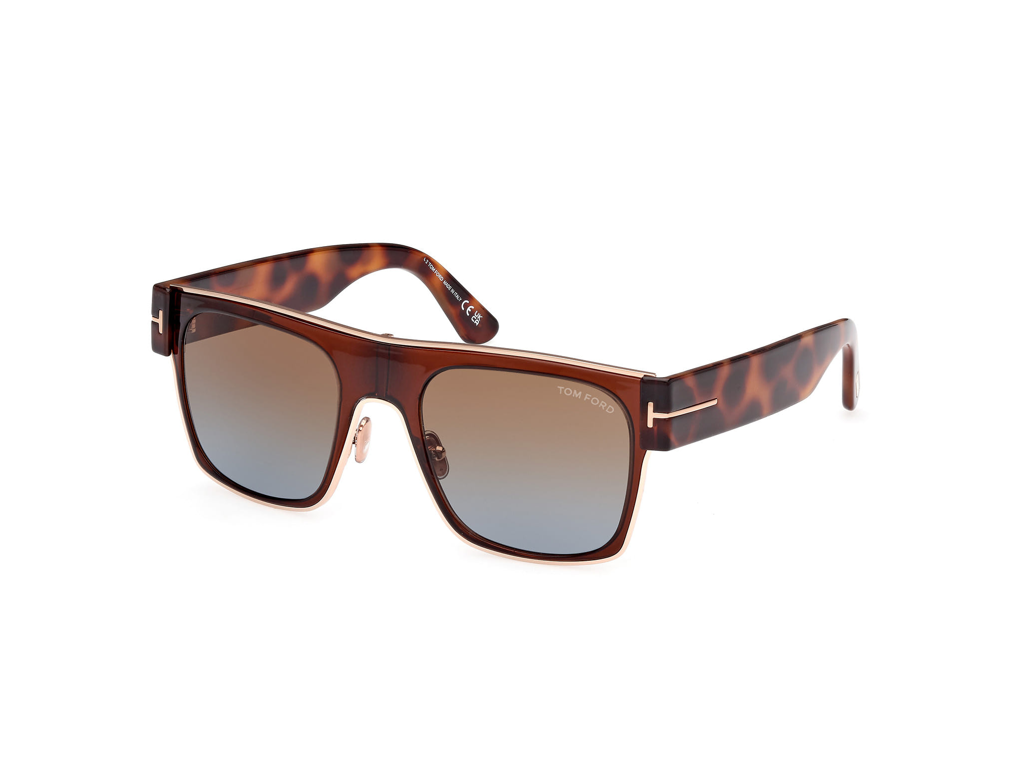 Tomford FT1073 Sunglass Transparent Brown Male Full Shell — Transparent Brown frame