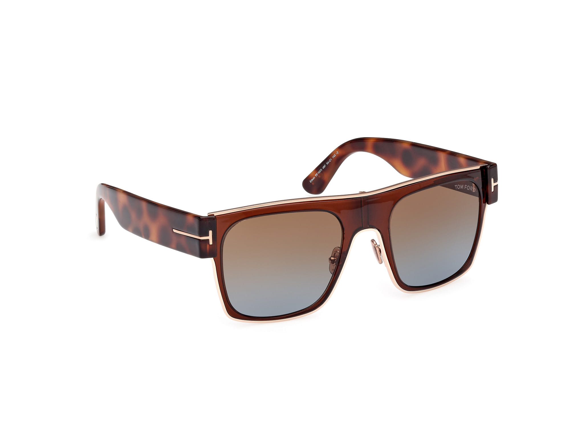 Tomford FT1073 Sunglass Transparent Brown Male Full Shell Sunglass — Transparent Brown frame — view 7