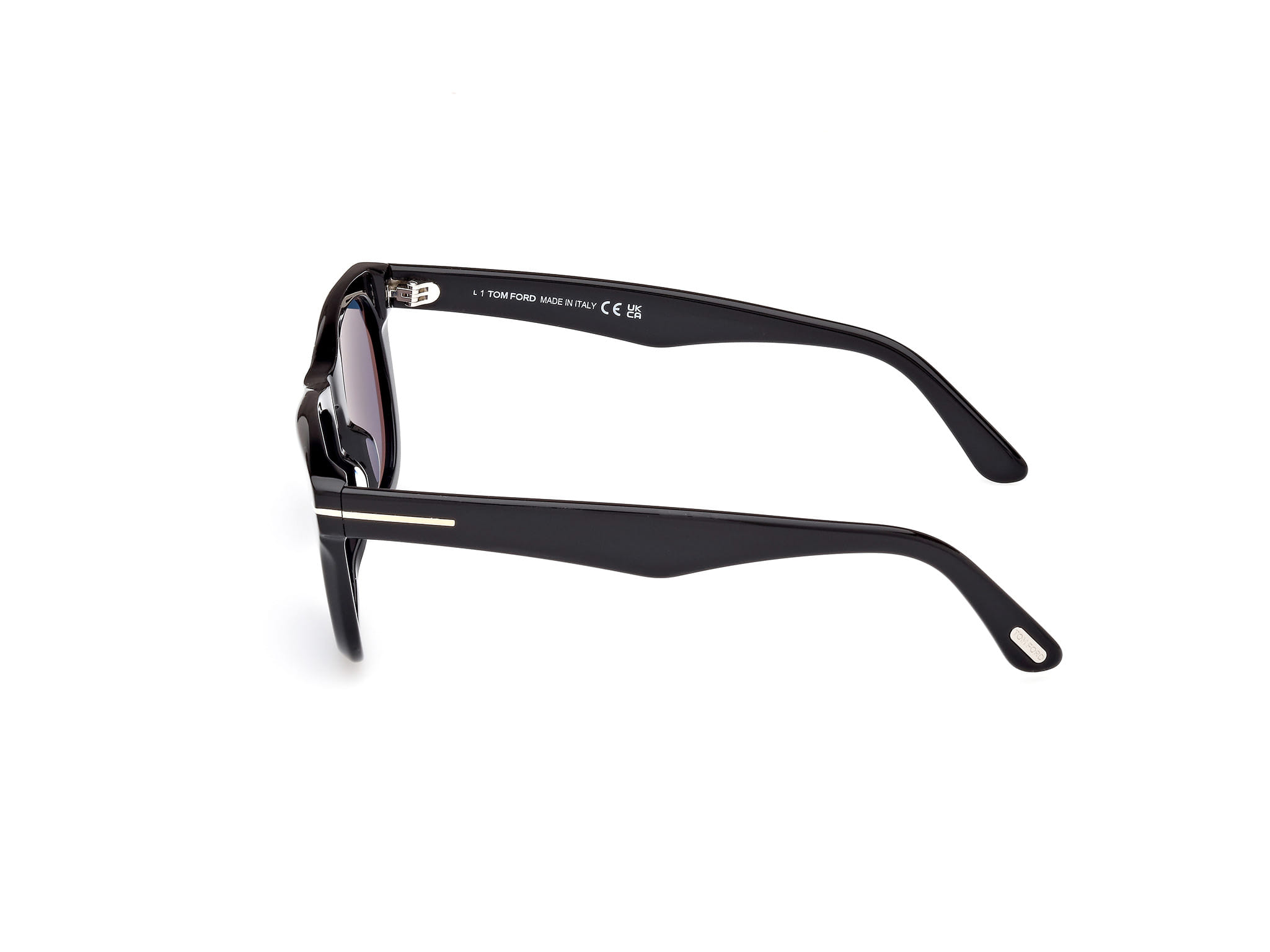 Tomford FT1076 Sunglass Black Male Full Shell Sunglass — Black frame — view 2