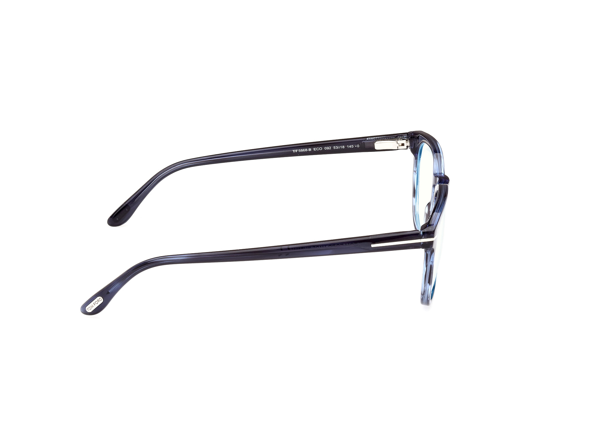 Tomford FT5868-B Frame Transparent Blue Male Full Shell Frame — Transparent Blue frame — view 6
