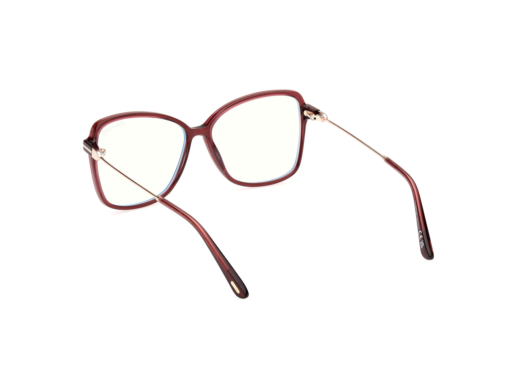 Tomford FT5953-B Frame Maroon Female Full Metal Frame — Maroon frame — view 3