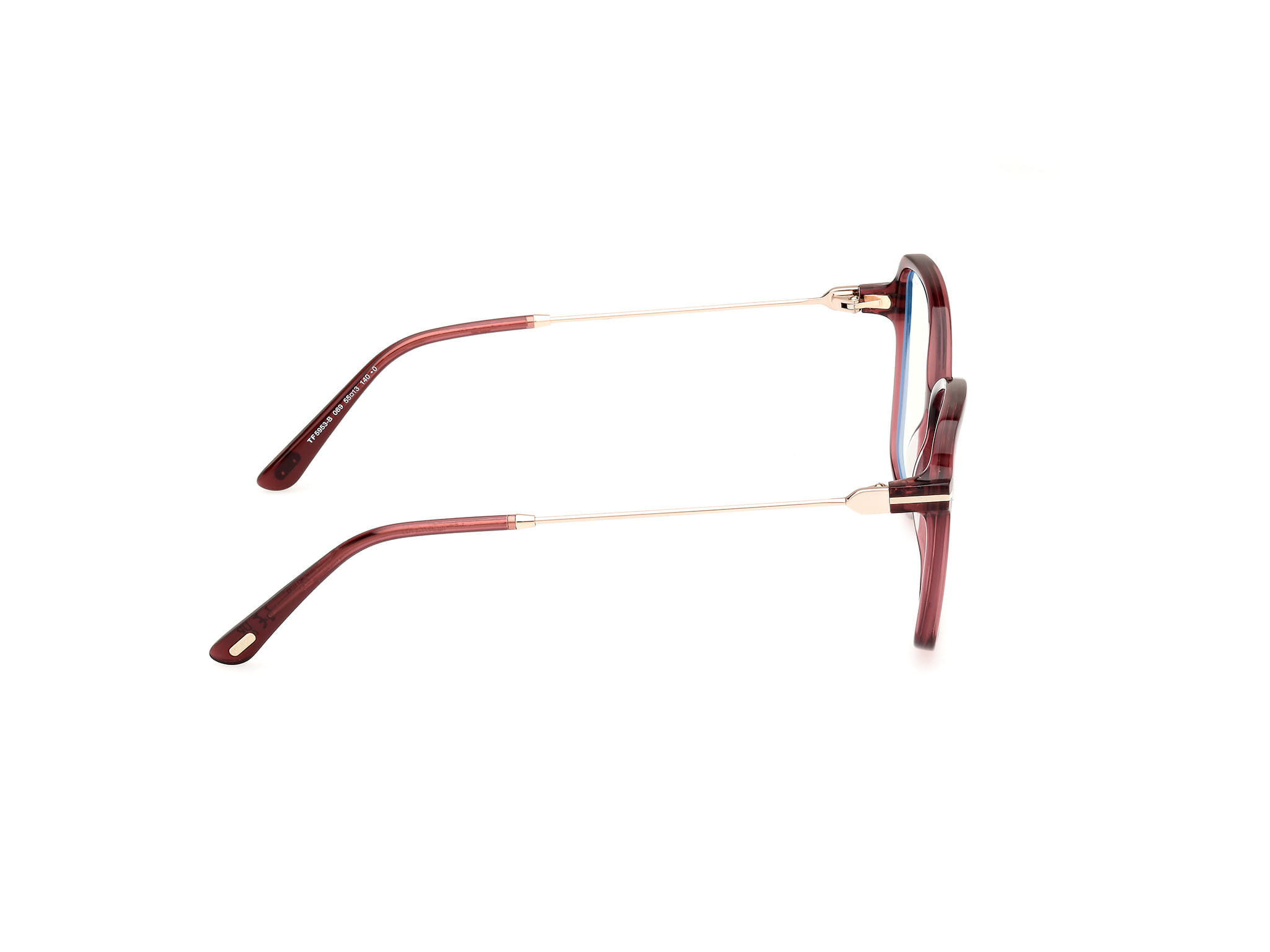 Tomford FT5953-B Frame Maroon Female Full Metal Frame — Maroon frame — view 6