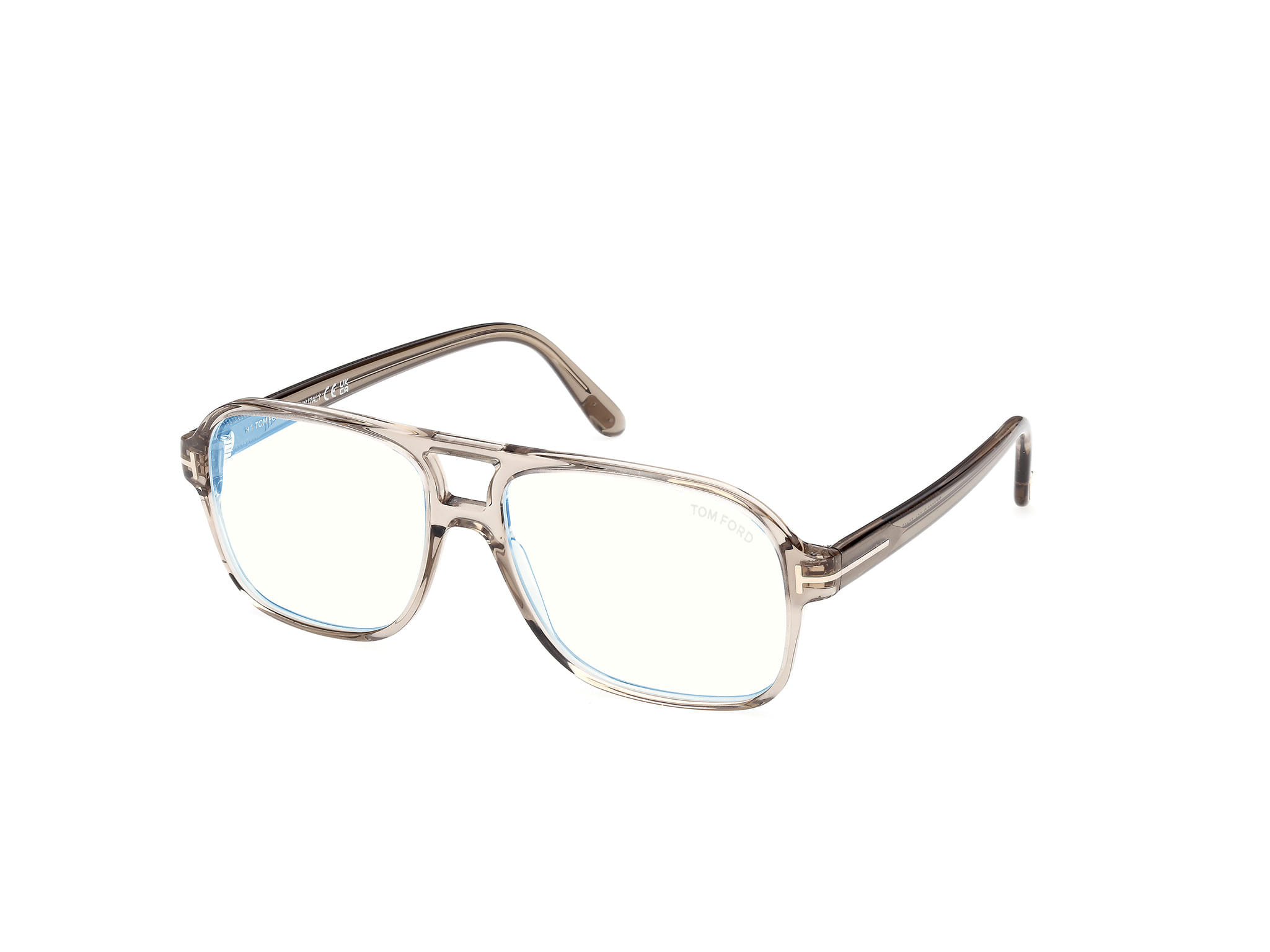 Tomford FT6058-B Frame Transparent Brown Male Full Shell — Transparent Brown frame