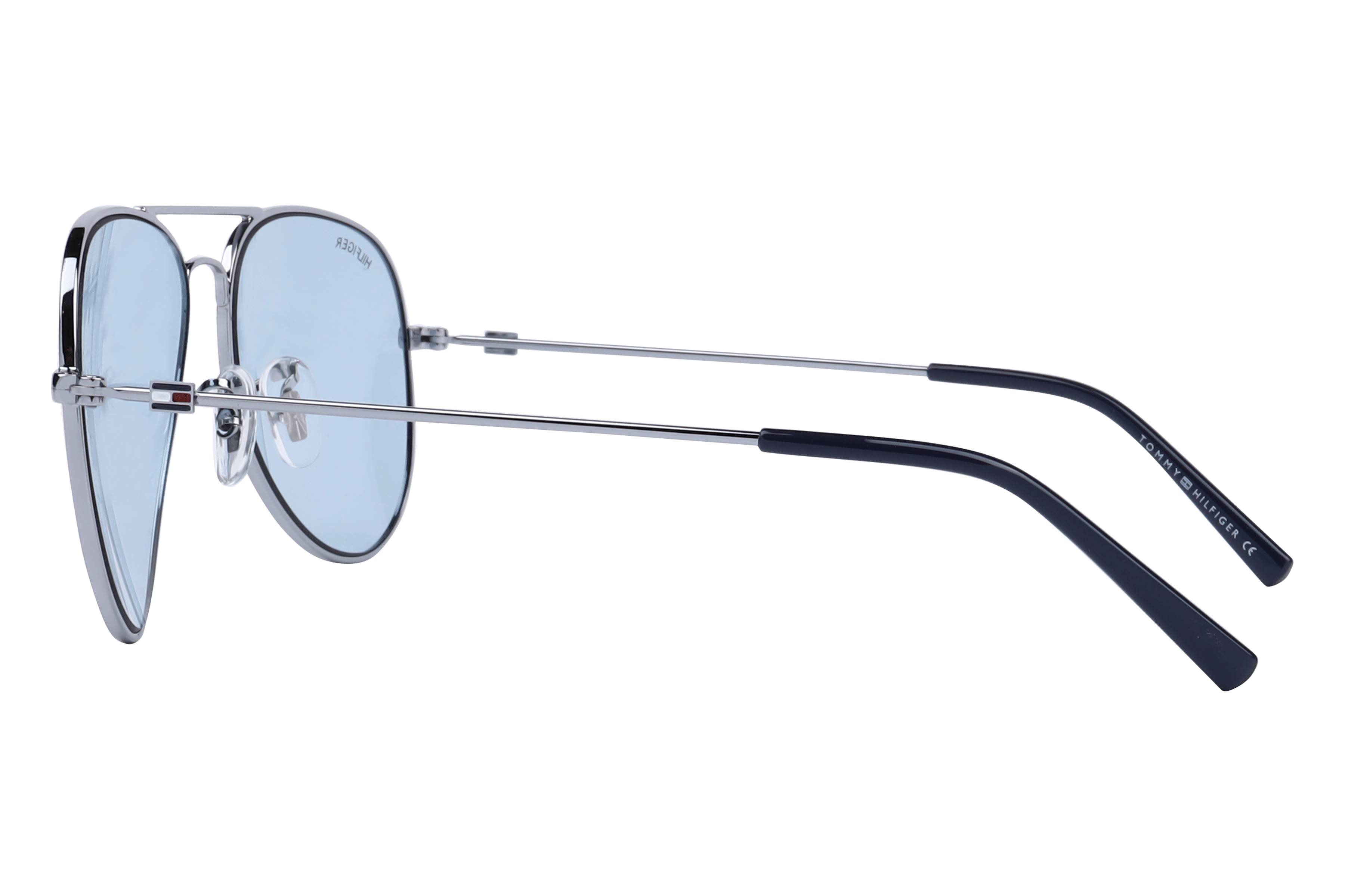 Tommy Hilfiger TH1574 Sunglass Silver Unisex Full Metal Sunglass — Silver frame — view 3