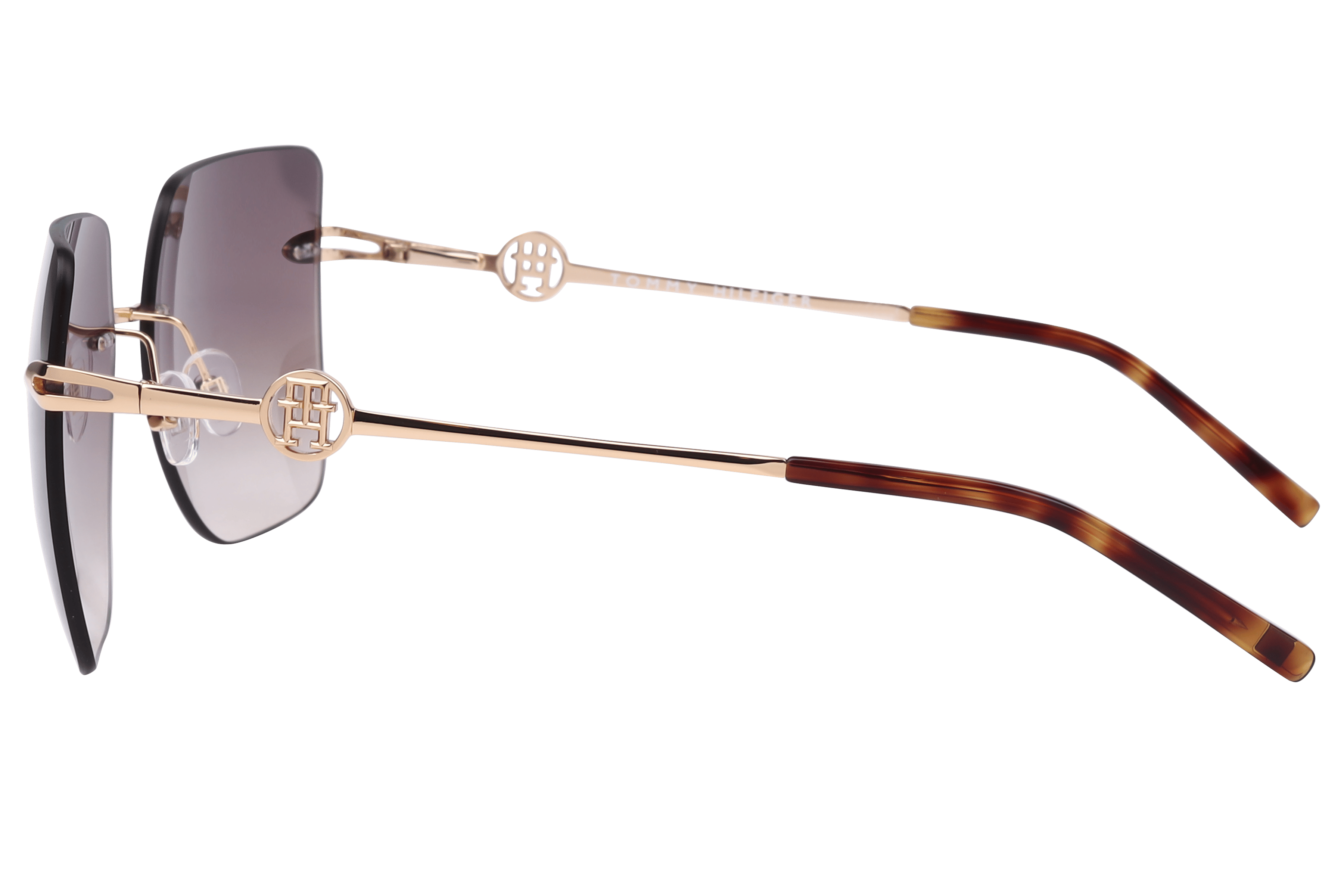 Tommy Hilfiger TH 2641 Sunglass Gold Female RimLess Metal Sunglass — Gold frame — view 3