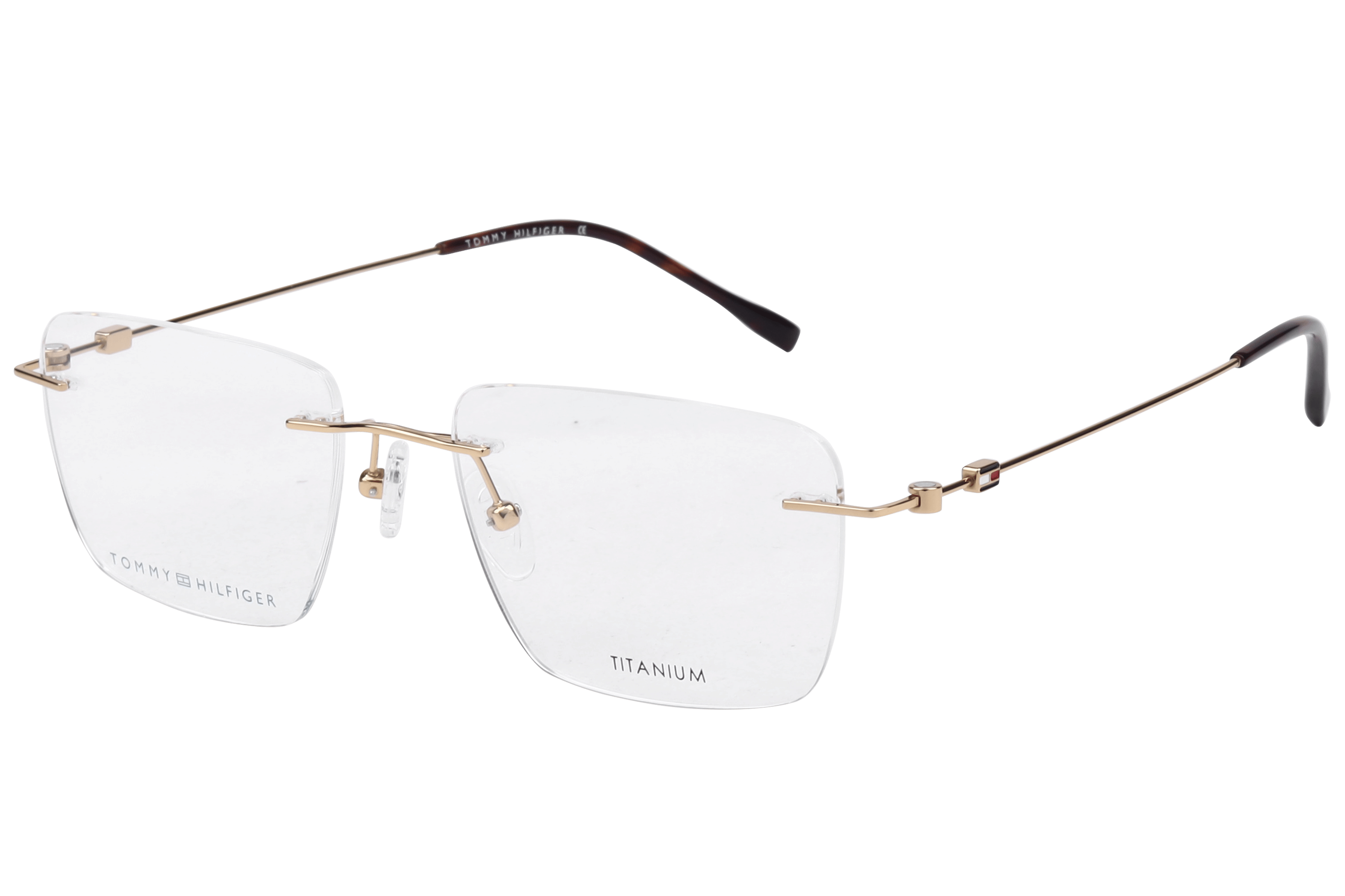 Tommy Hilfiger TH 1088T Frame Gold Male RimLess Titanium — Gold frame