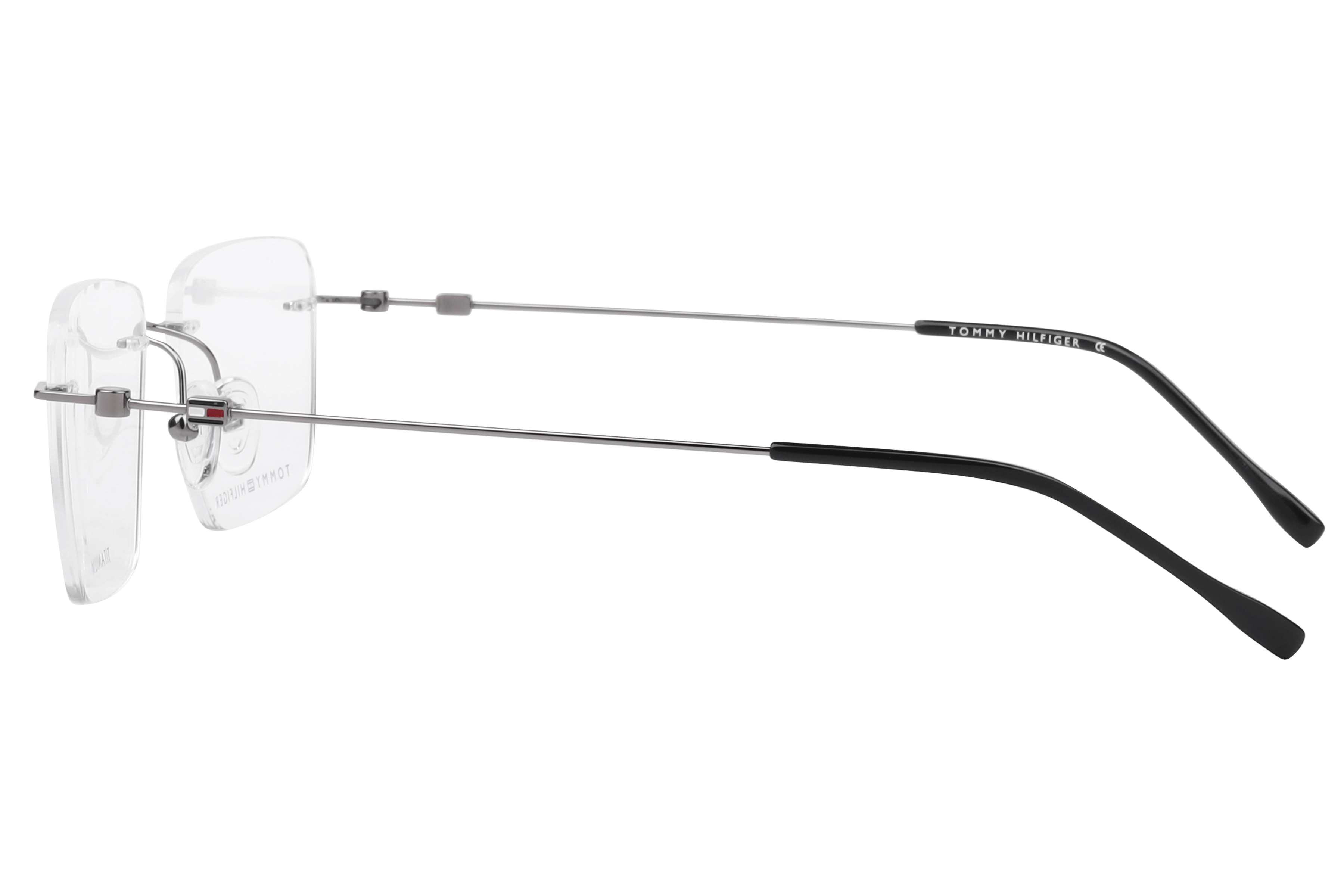 Tommy Hilfiger TH 1088T Frame Gun Metal Male RimLess Titaniu Frame — Gun Metal frame — view 3