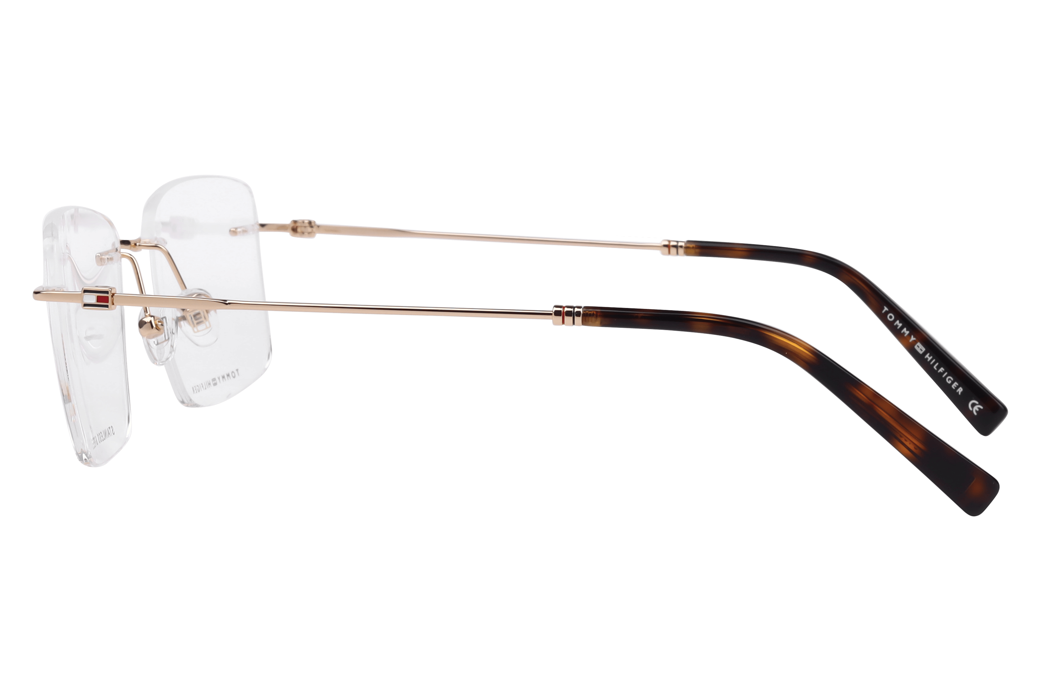 Tommy Hilfiger TH 5405 Frame Gold Male RimLess Stainless Ste Frame — Gold frame — view 3