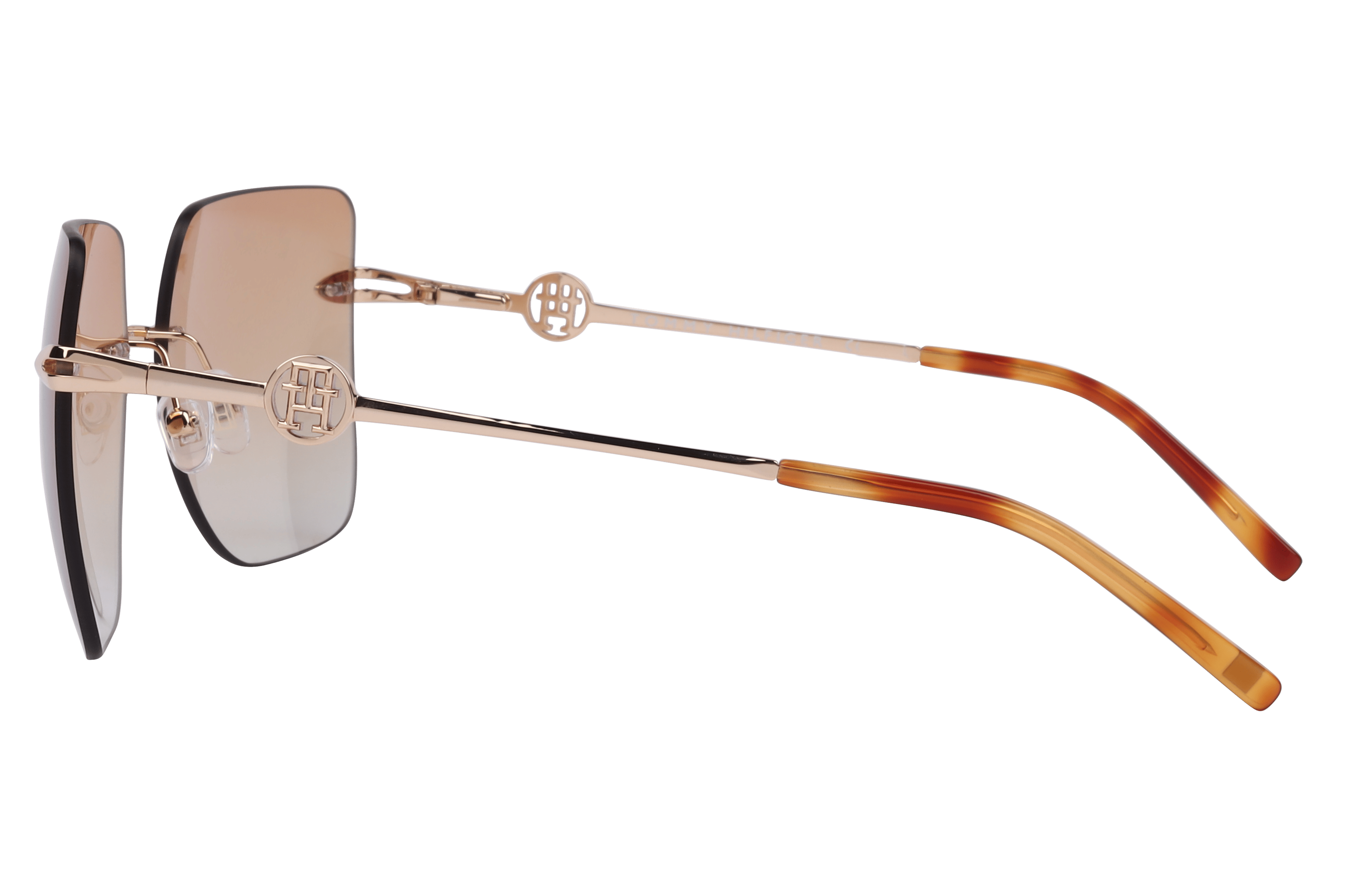 Tommy Hilfiger TH 2641 Sunglass Gold Female RimLess Metal Sunglass — Gold frame — view 3