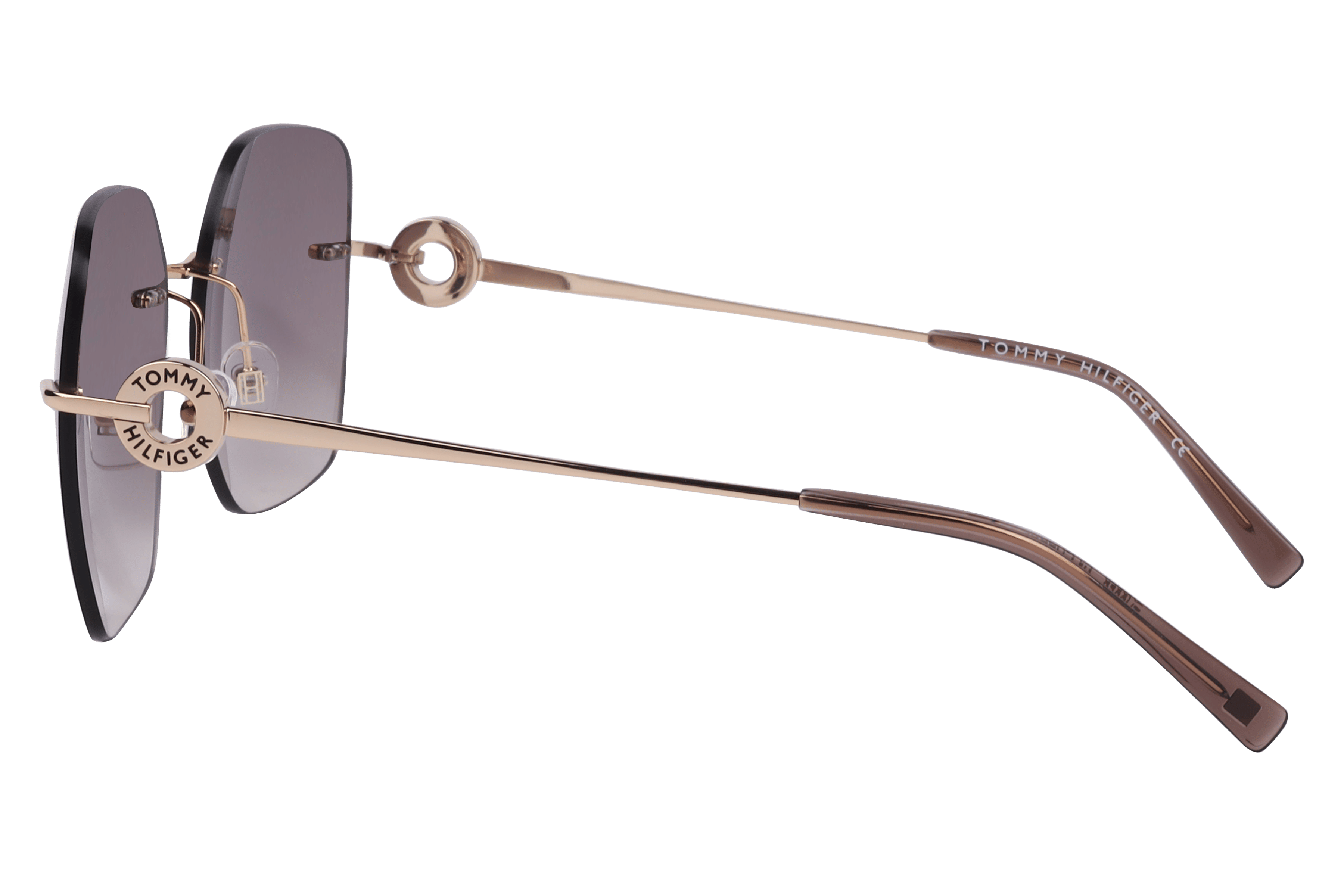 Tommy Hilfiger TH 2650 Sunglass Gold Female RimLess Metal Sunglass — Gold frame — view 3