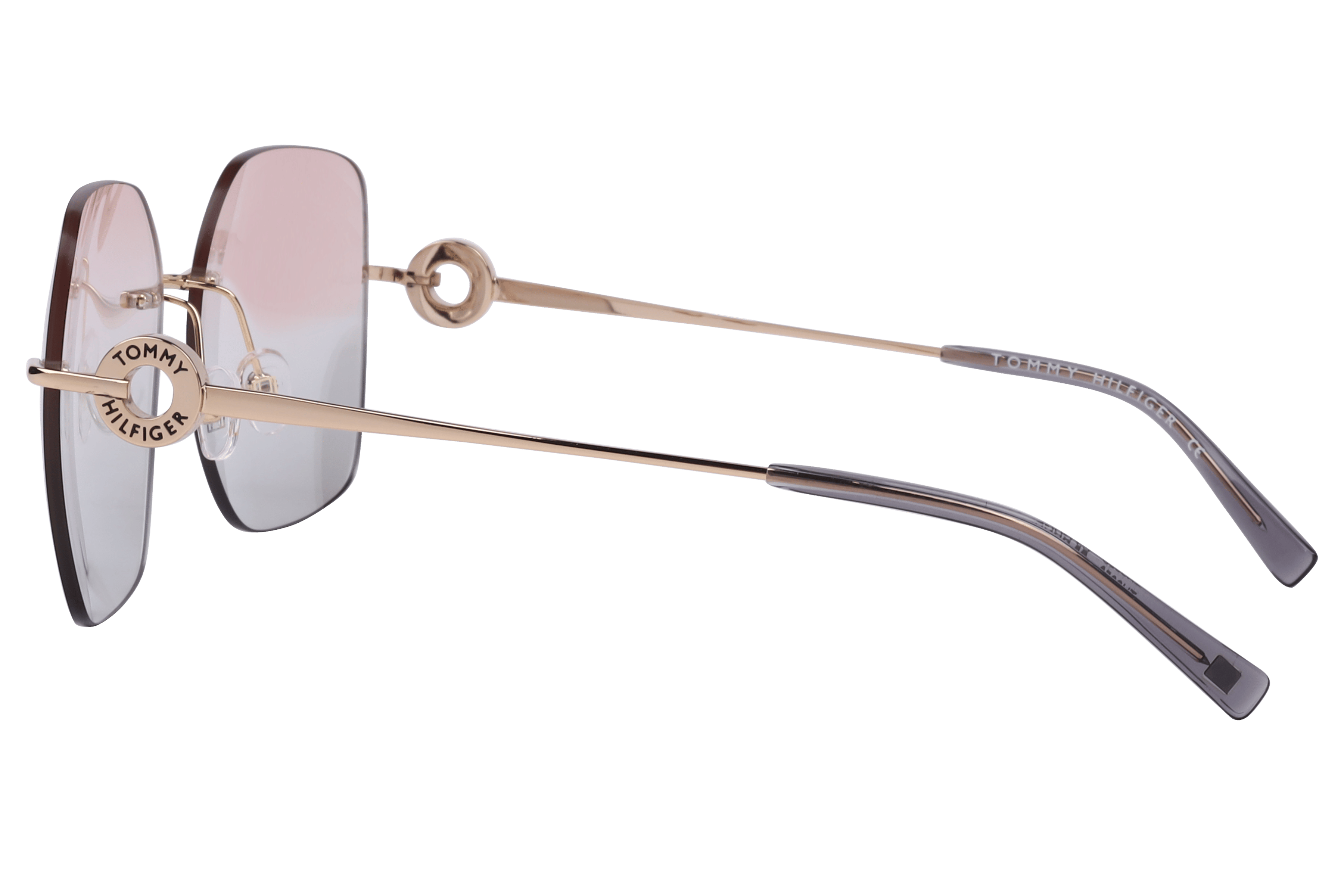 Tommy Hilfiger TH 2650 Sunglass Gold Female RimLess Metal Sunglass — Gold frame — view 3