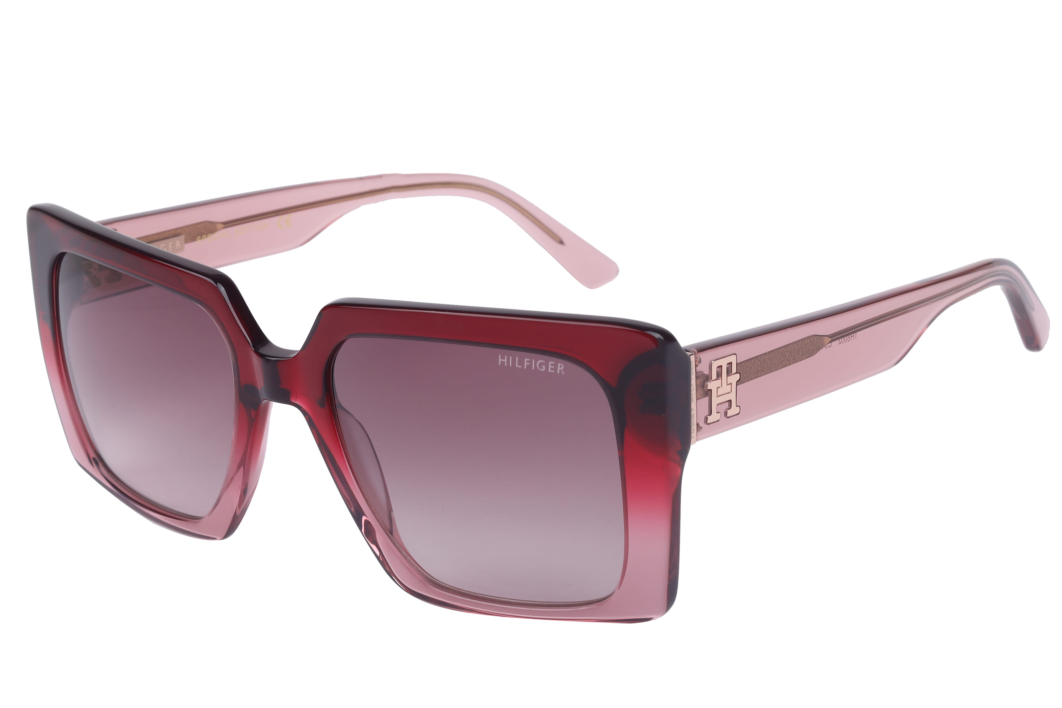 Tommy Hilfiger TH8002 Sunglass Maroon Female Full Shell Sunglass — Maroon frame — view 1