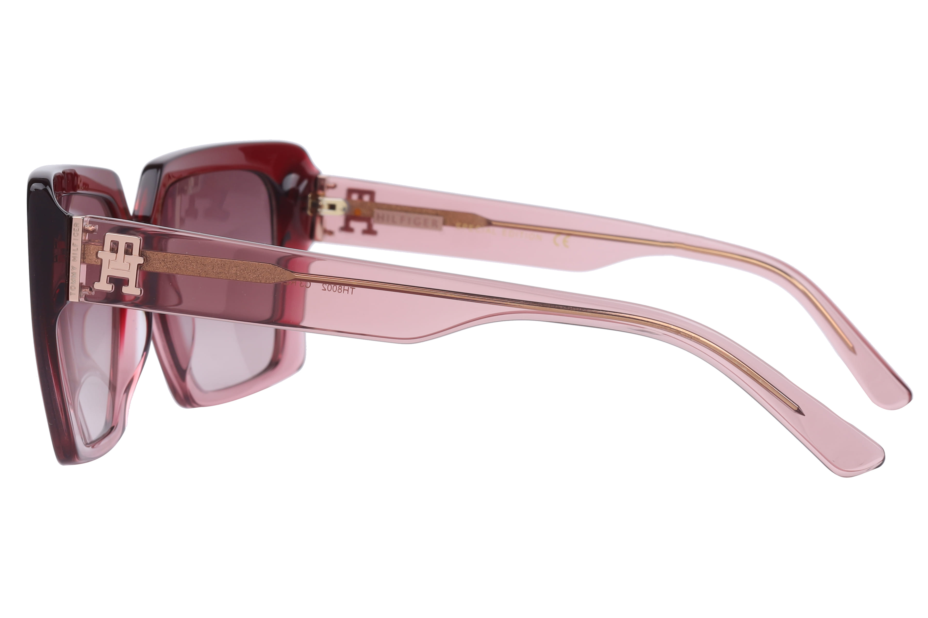 Tommy Hilfiger TH8002 Sunglass Maroon Female Full Shell Sunglass — Maroon frame — view 3