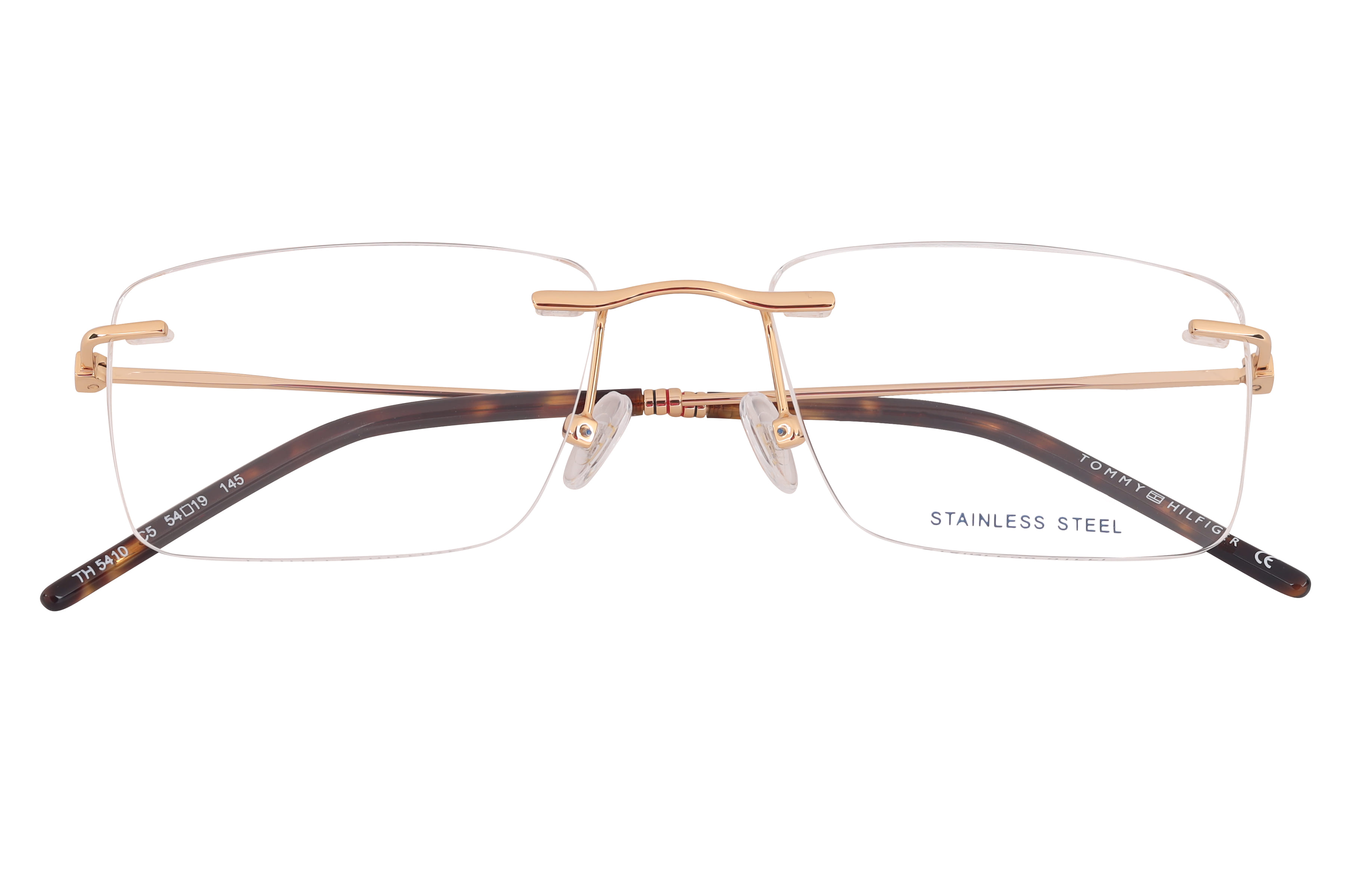 Tommy Hilfiger TH5410 Frame Gold Unisex RimLess Stainless St Frame — Gold frame — view 4