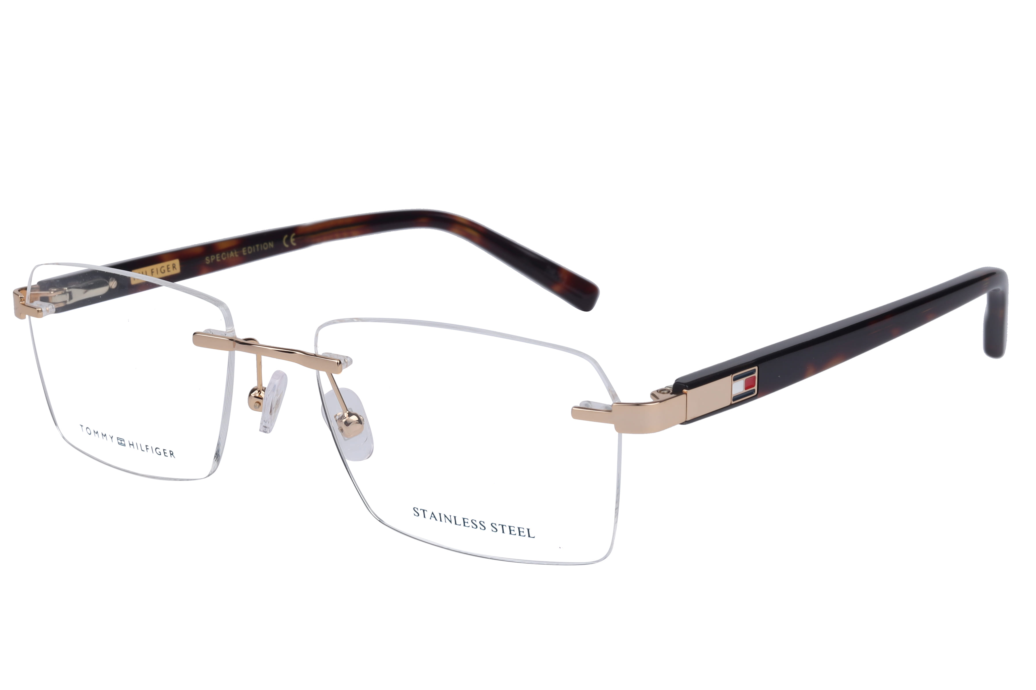 Tommy Hilfiger TH6352 Frame Gold Unisex RimLess Shell Frame — Gold frame — view 1