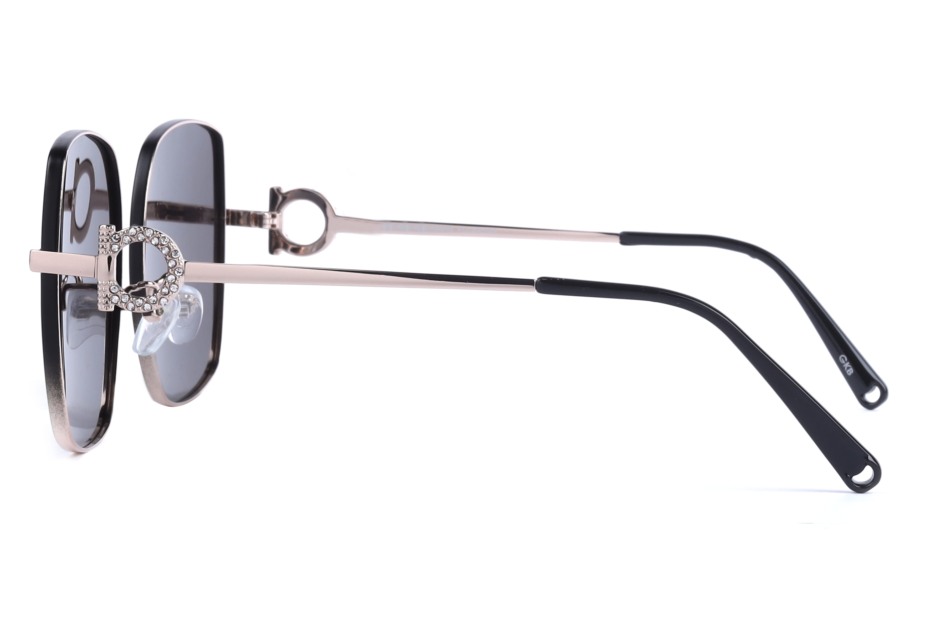 Inspira PJ1535 Sunglass Matt Black Female Full Metal Sunglass — Matt Black frame — view 3