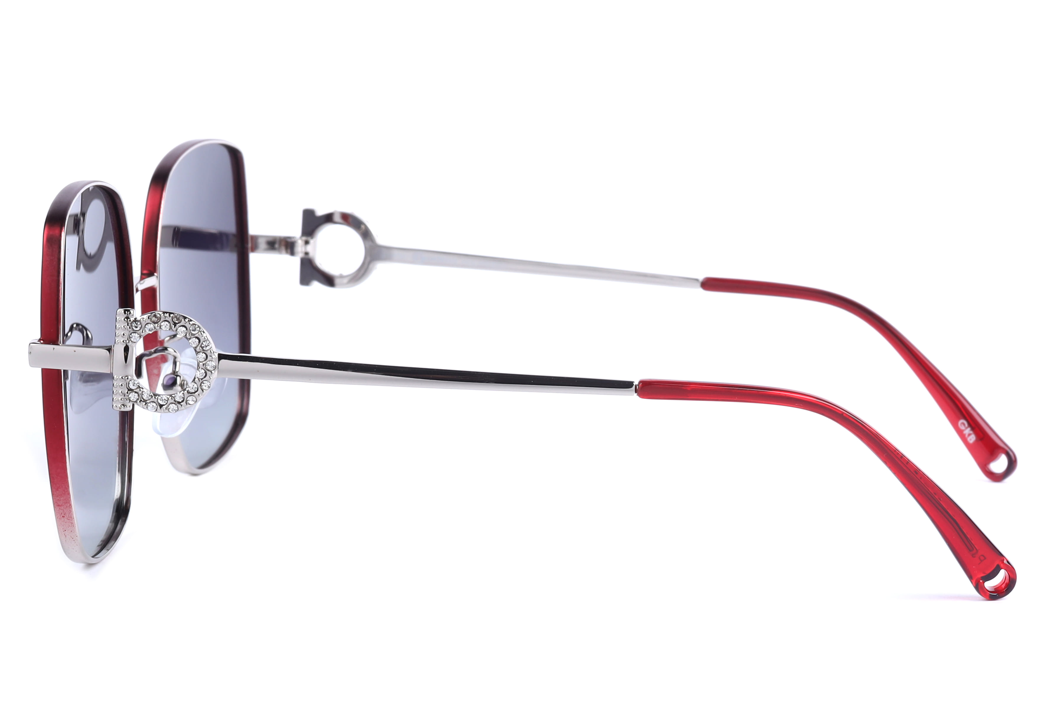 Inspira PJ1535 Sunglass Maroon Female Full Metal Sunglass — Maroon frame — view 2