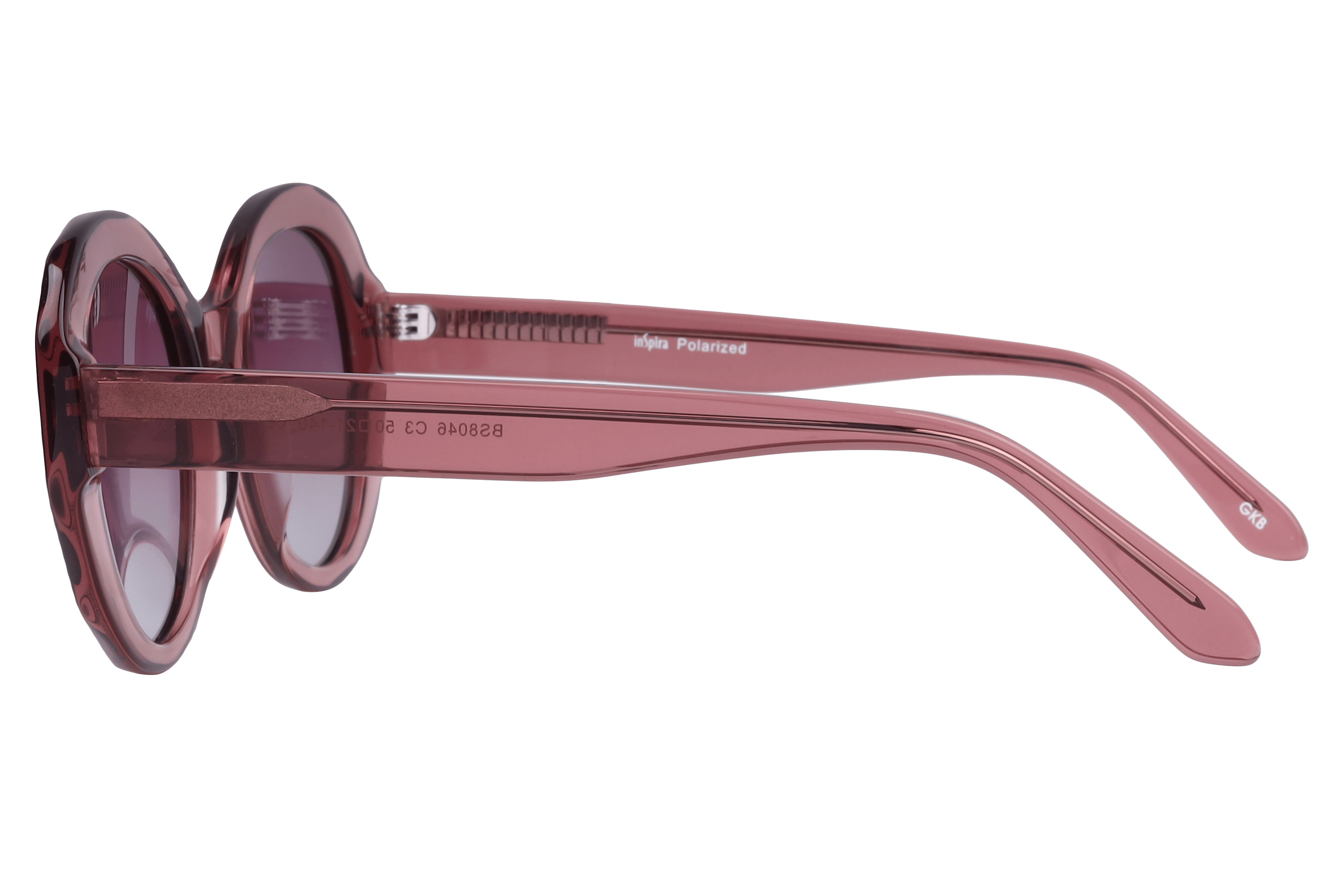 Inspira BS8046 Sunglass Transparent Pink Female Full Shell Sunglass — Transparent Pink frame — view 3