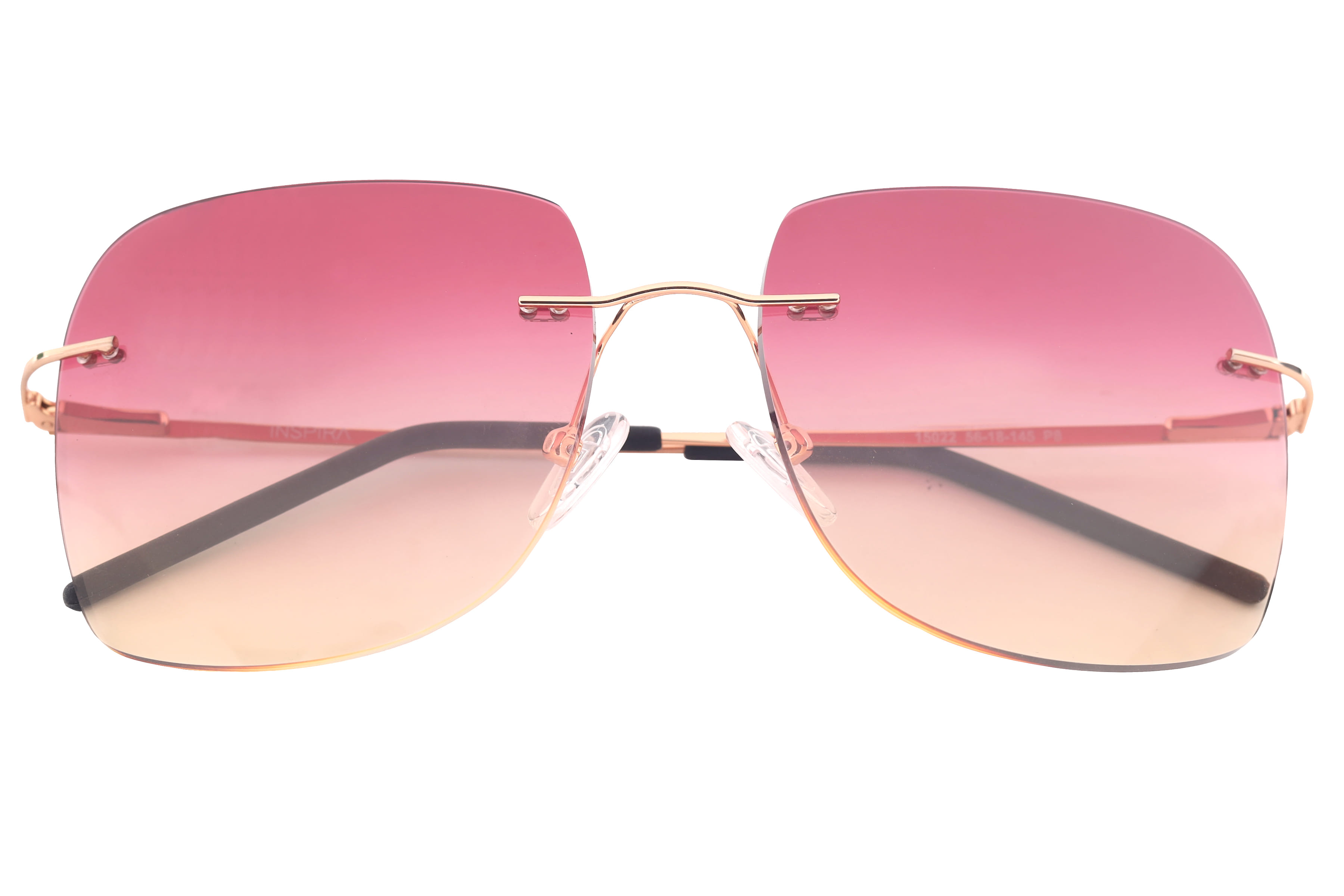 Inspira 15022 Sunglass Gold Female RimLess Metal Sunglass — Gold frame — view 4