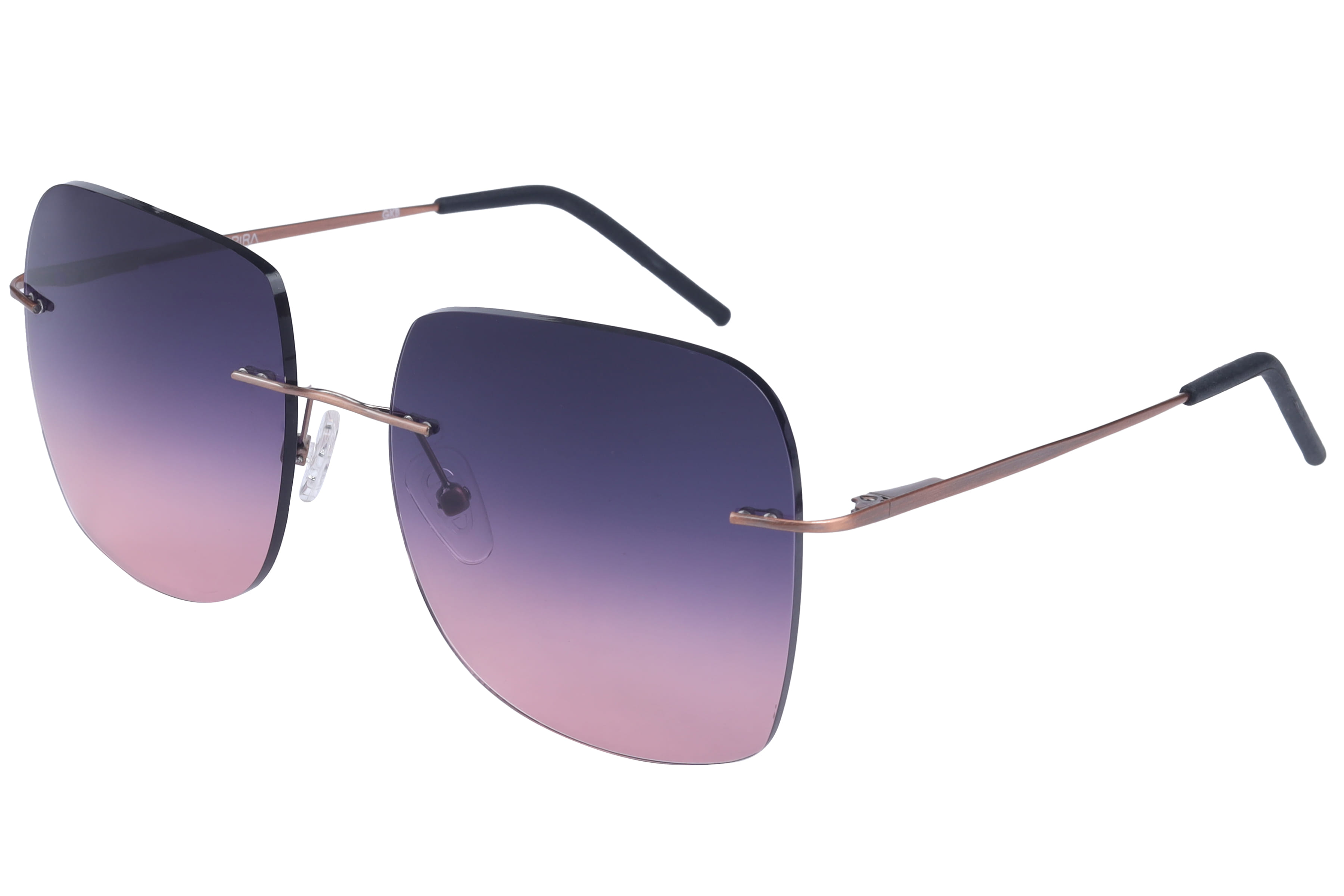 Inspira 15022 Sunglass Brown Female RimLess Metal Sunglass — Brown frame — view 1